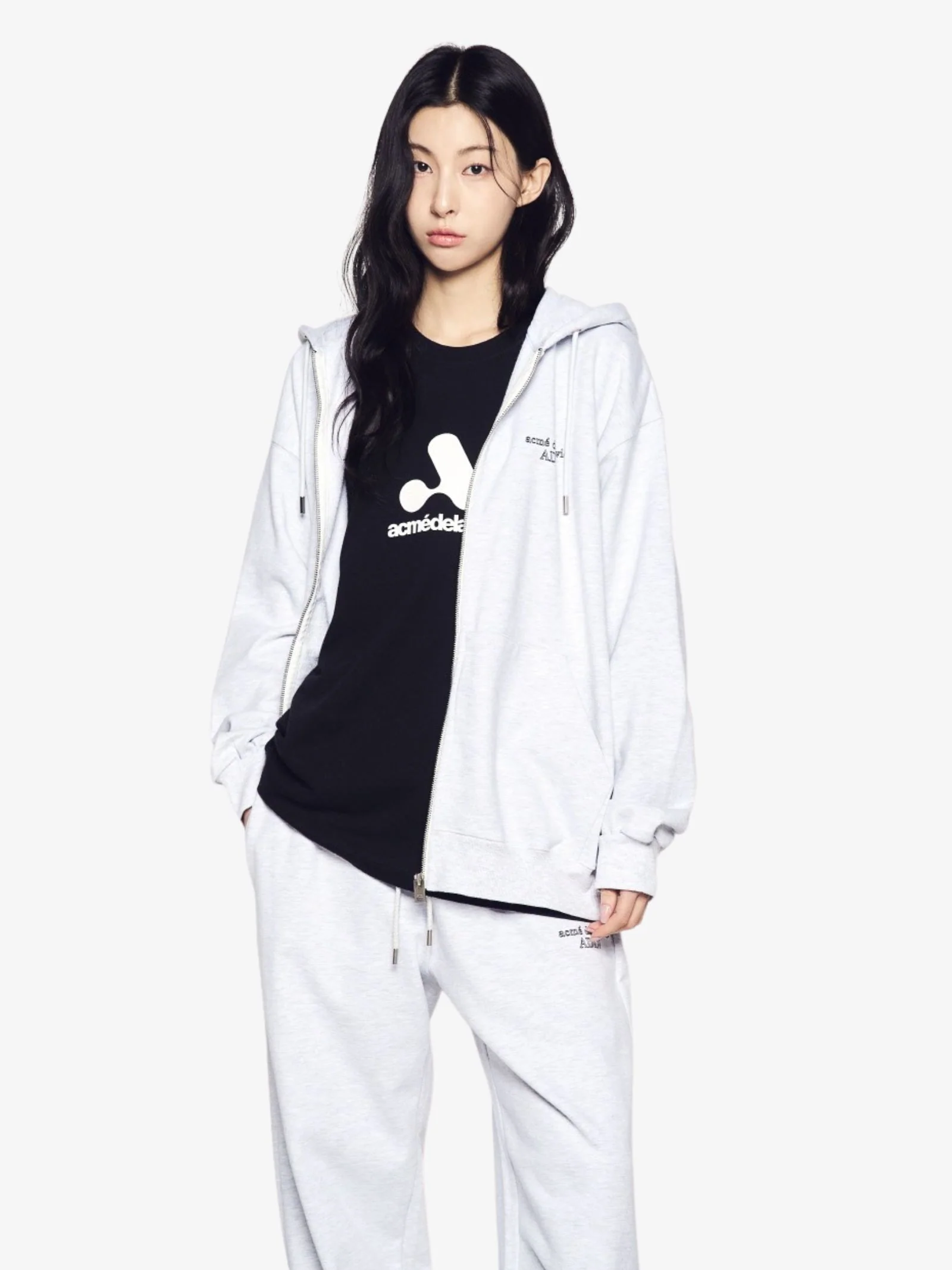Border Line Basic Logo Hoodie Zip