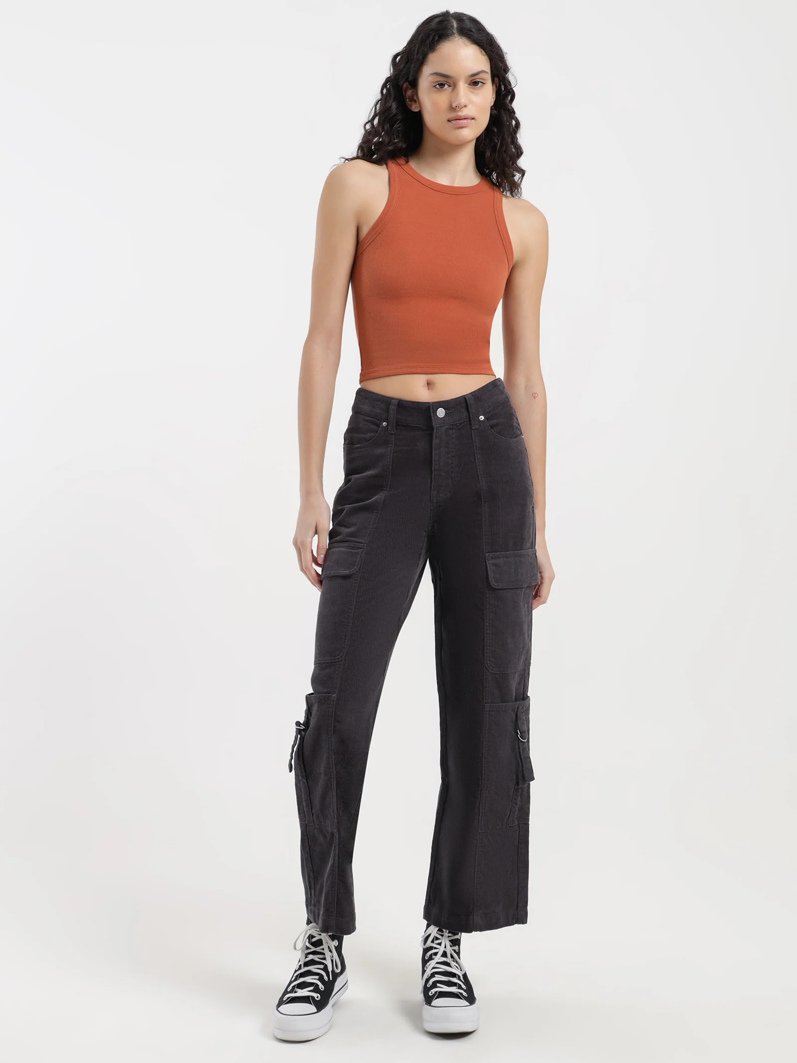 Aila Low Rise Cord Cargo Pants - Image 2