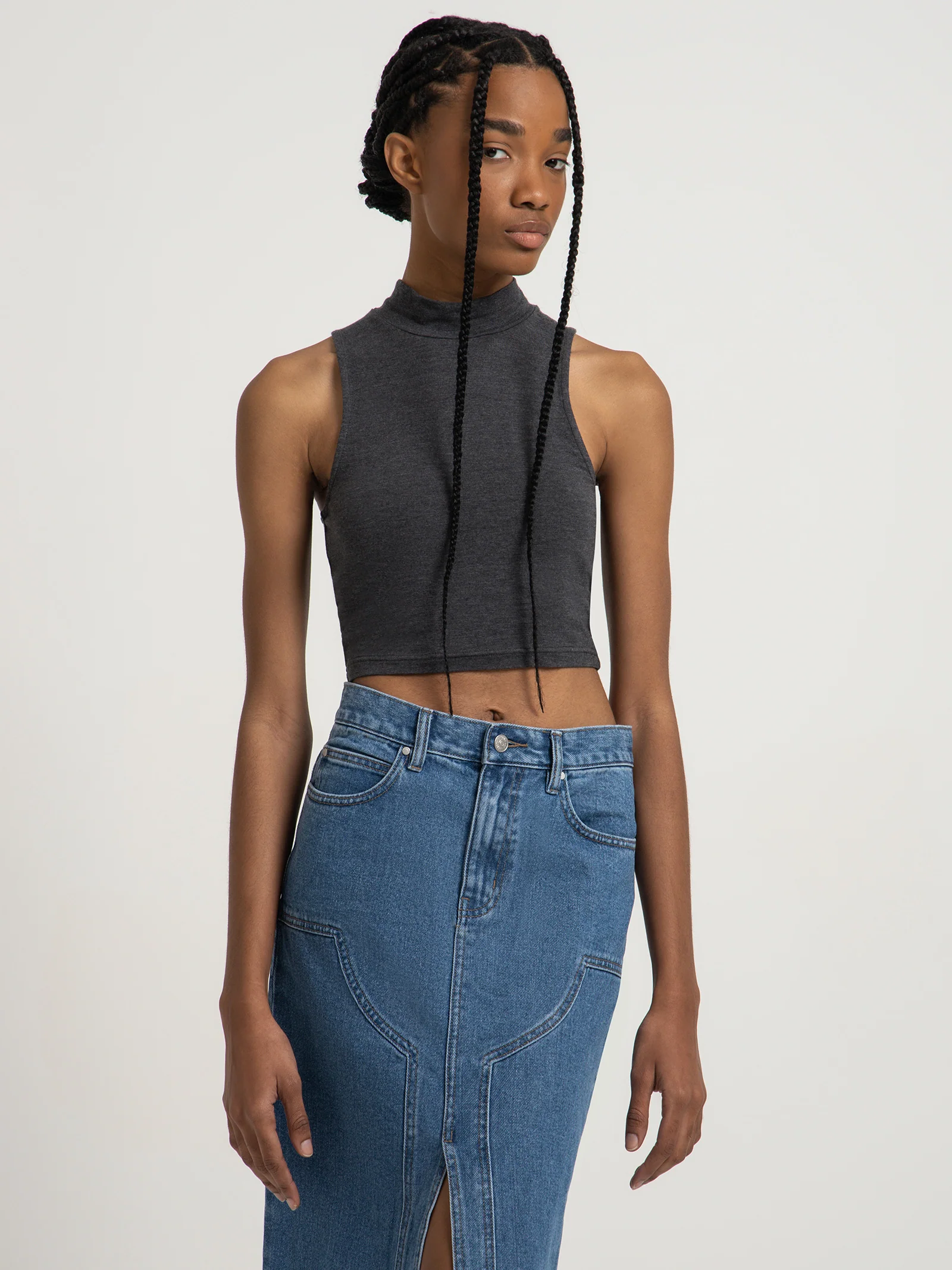 Ambroise High Neck Crop Top