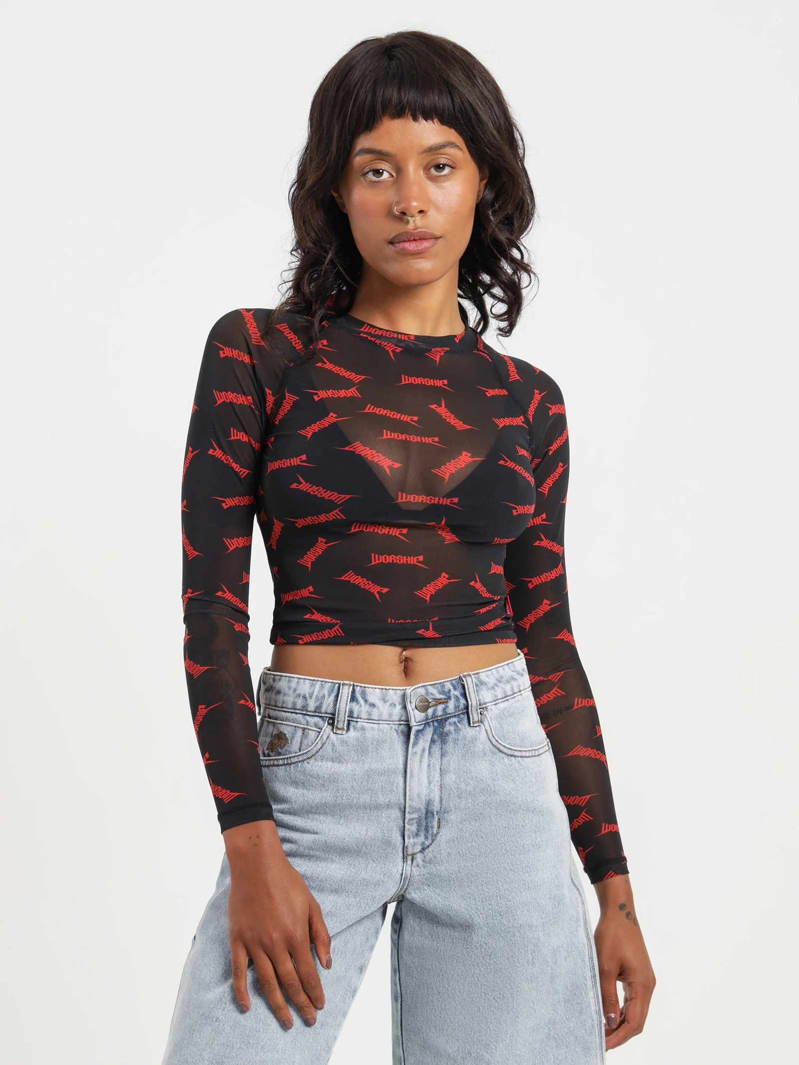 Bonethrower Mesh Long Sleeve Top