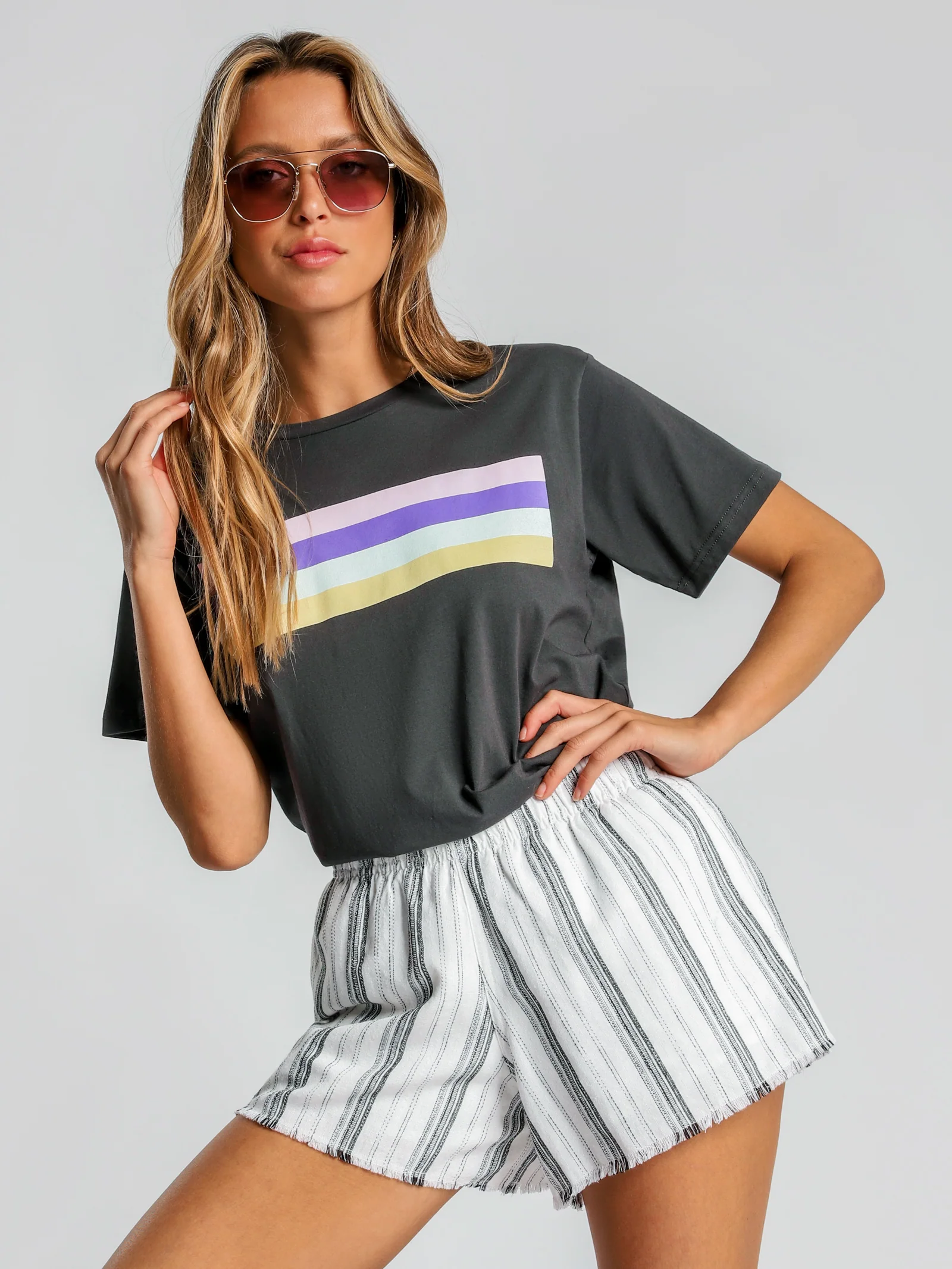Brooke Linen Stripe Shorts