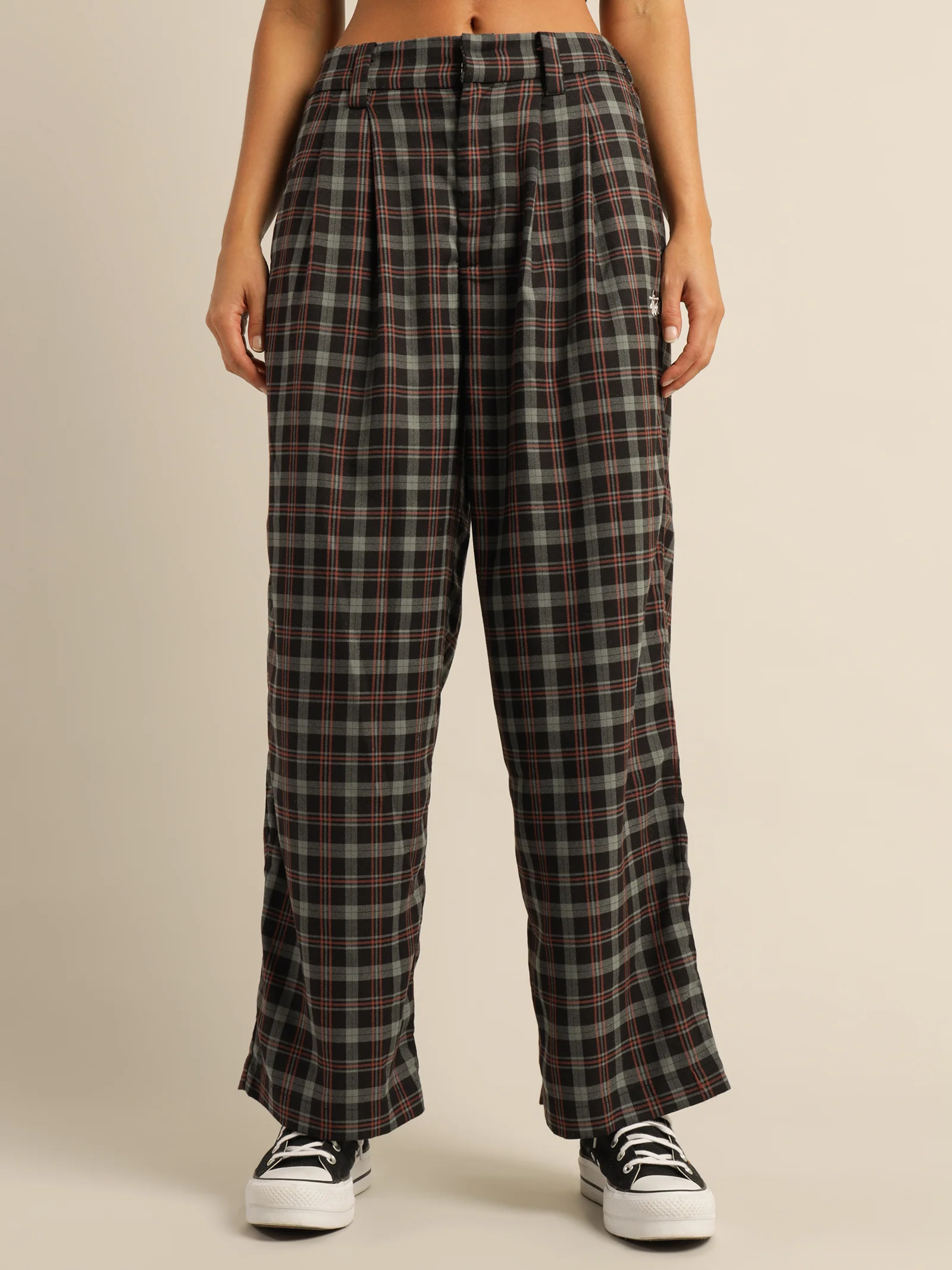Bryant Pleated Check Pants