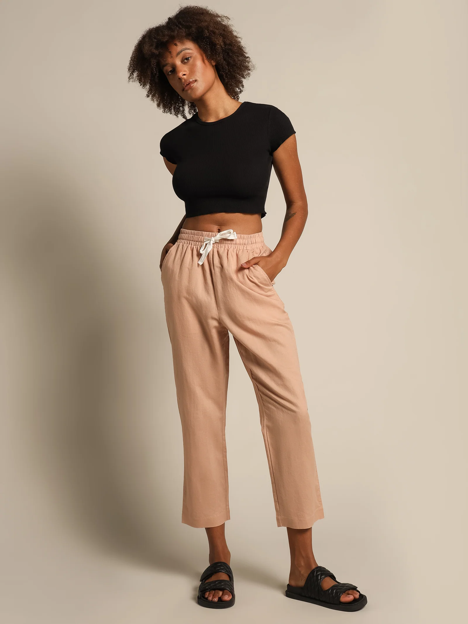 Cameron Basic Waffle Crop T-Shirt - Image 3