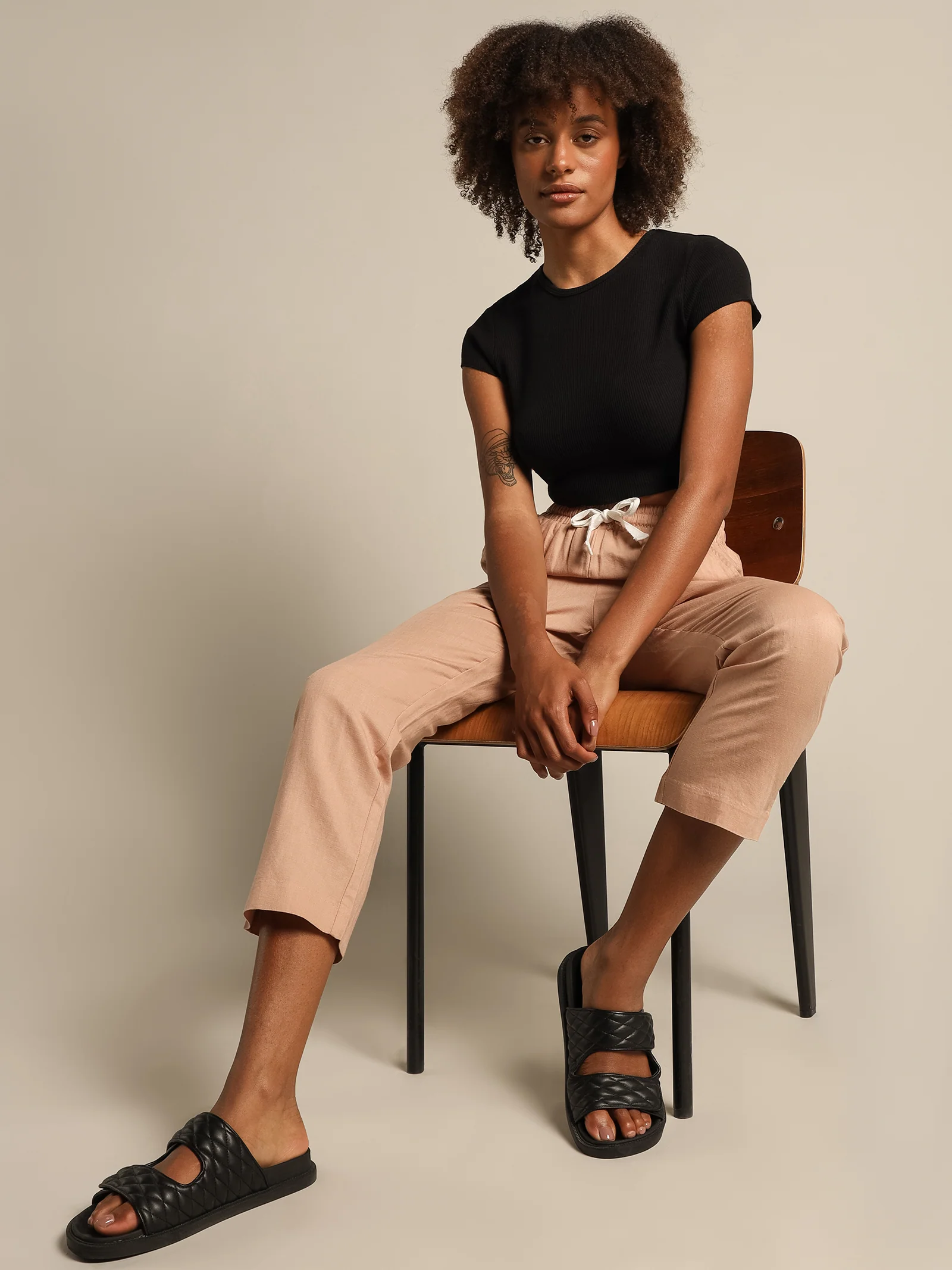 Cameron Basic Waffle Crop T-Shirt - Image 4