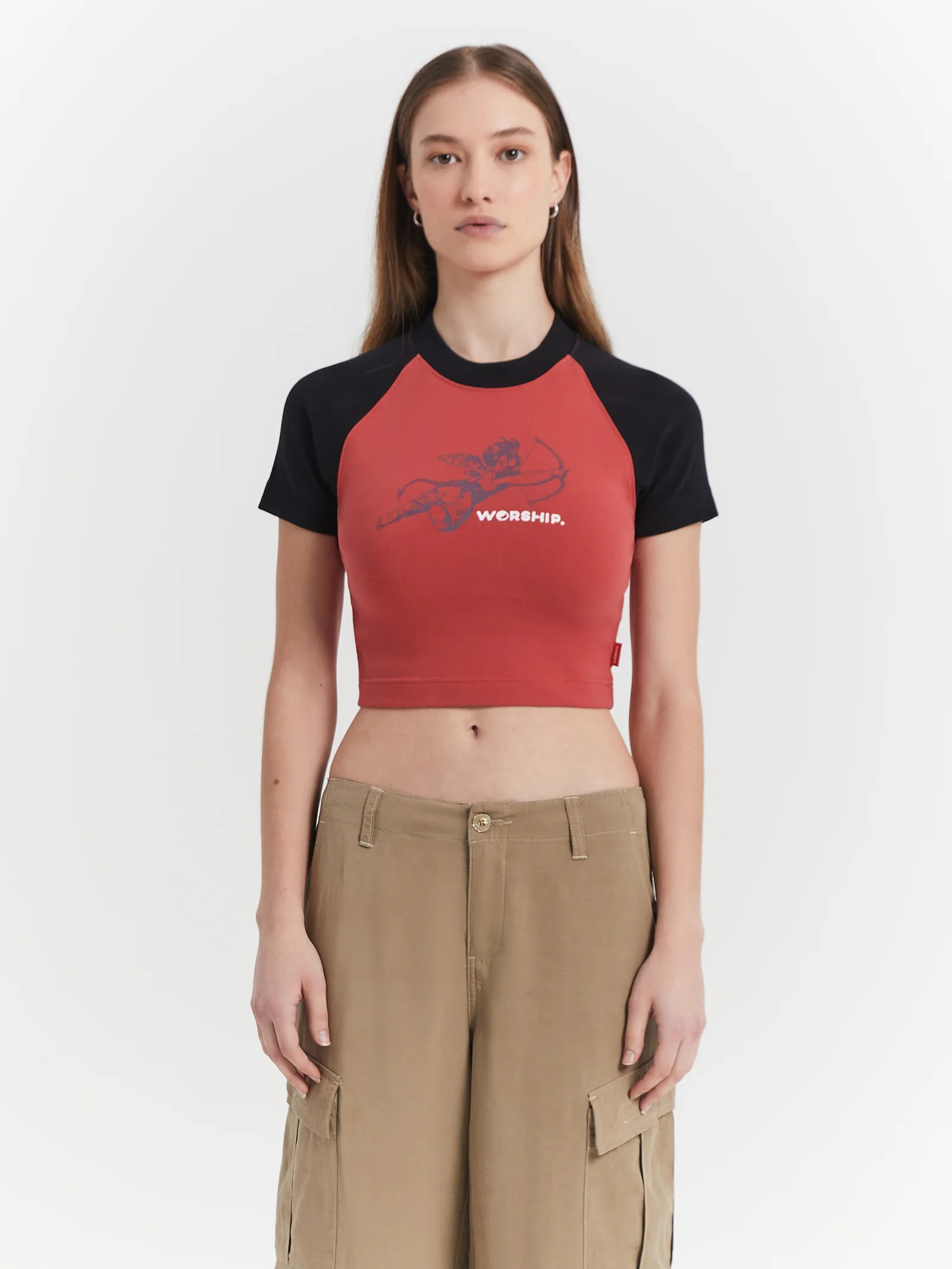 Cherub Raglan Micro Crop T-Shirt