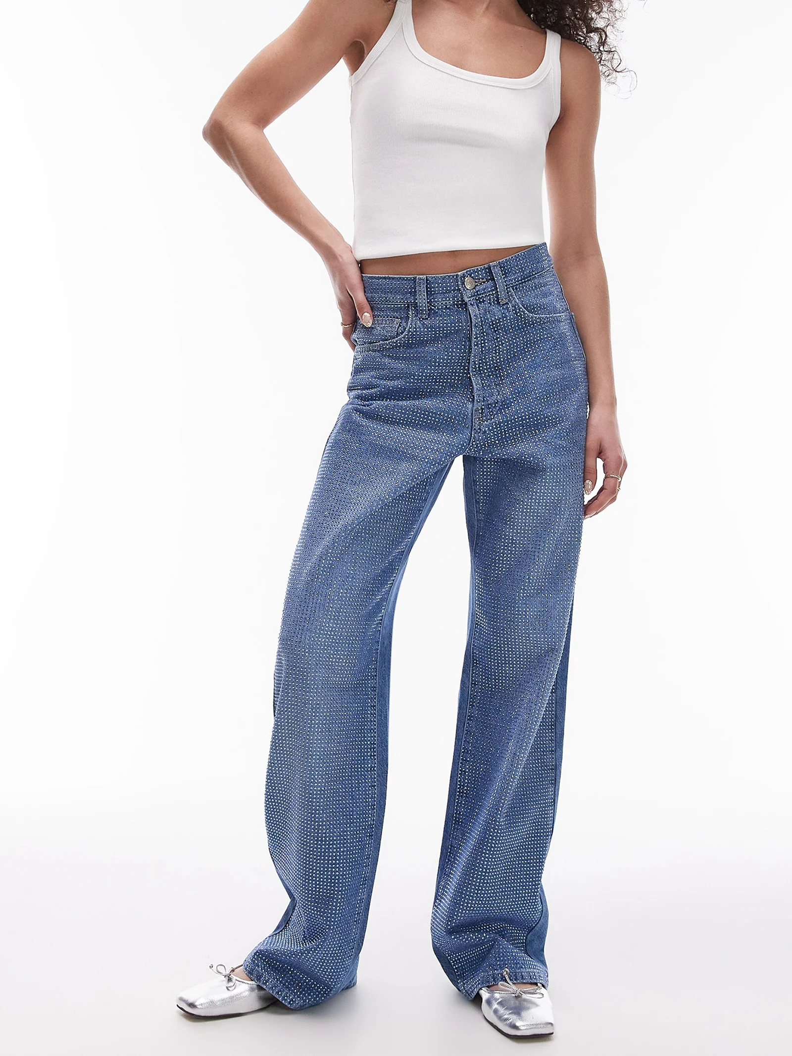 Embellished MR Column Jeans