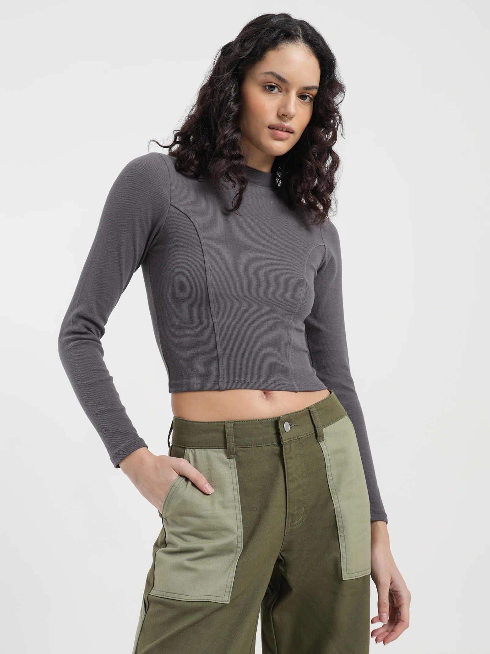 Emma High Neck Long Sleeve Top
