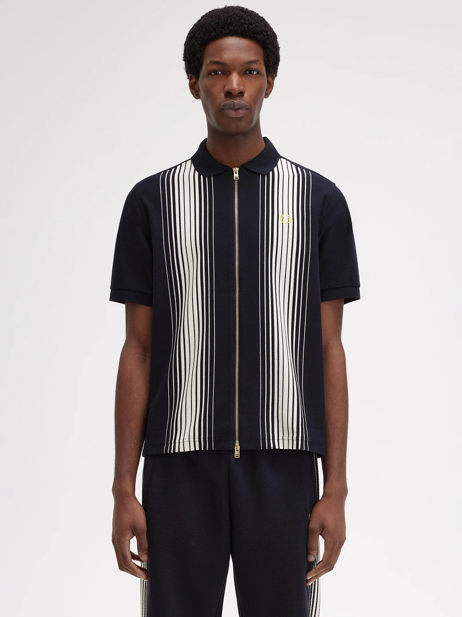 Ombre Stripe Zip Polo Shirt
