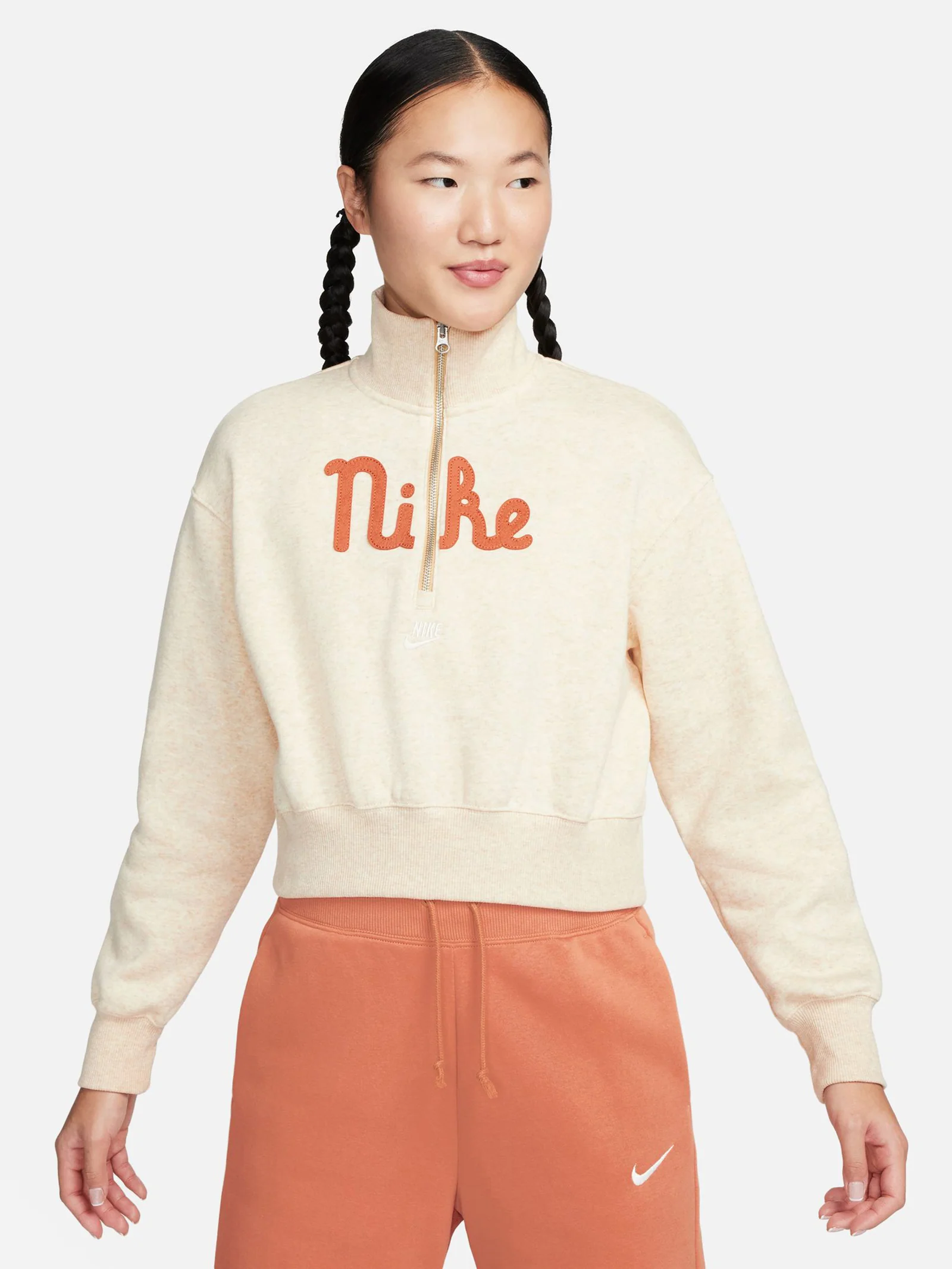 Half Zip Crop Sweatshirt