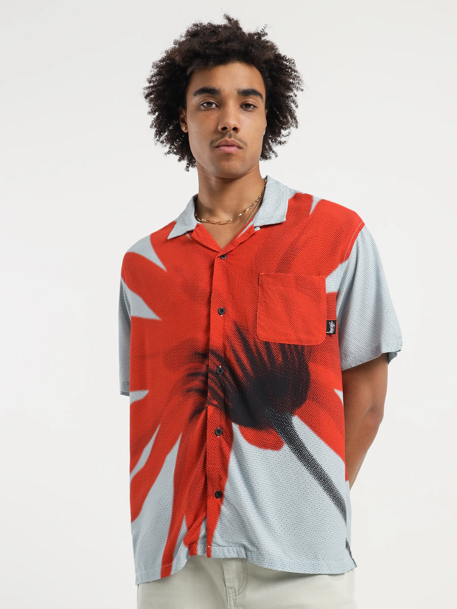 Halftone Flower SS Rayon Shirt