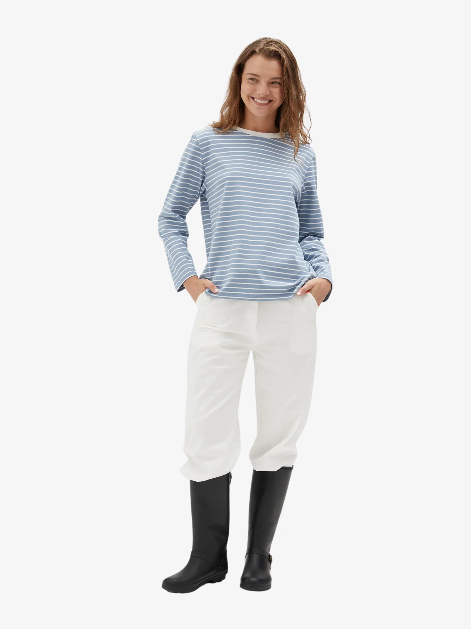 Cotton Striped Long Sleeve Top
