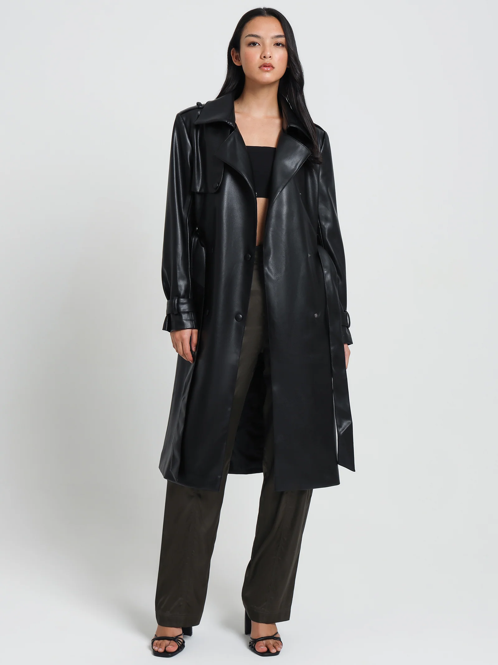 Hye Faux Leather Trench