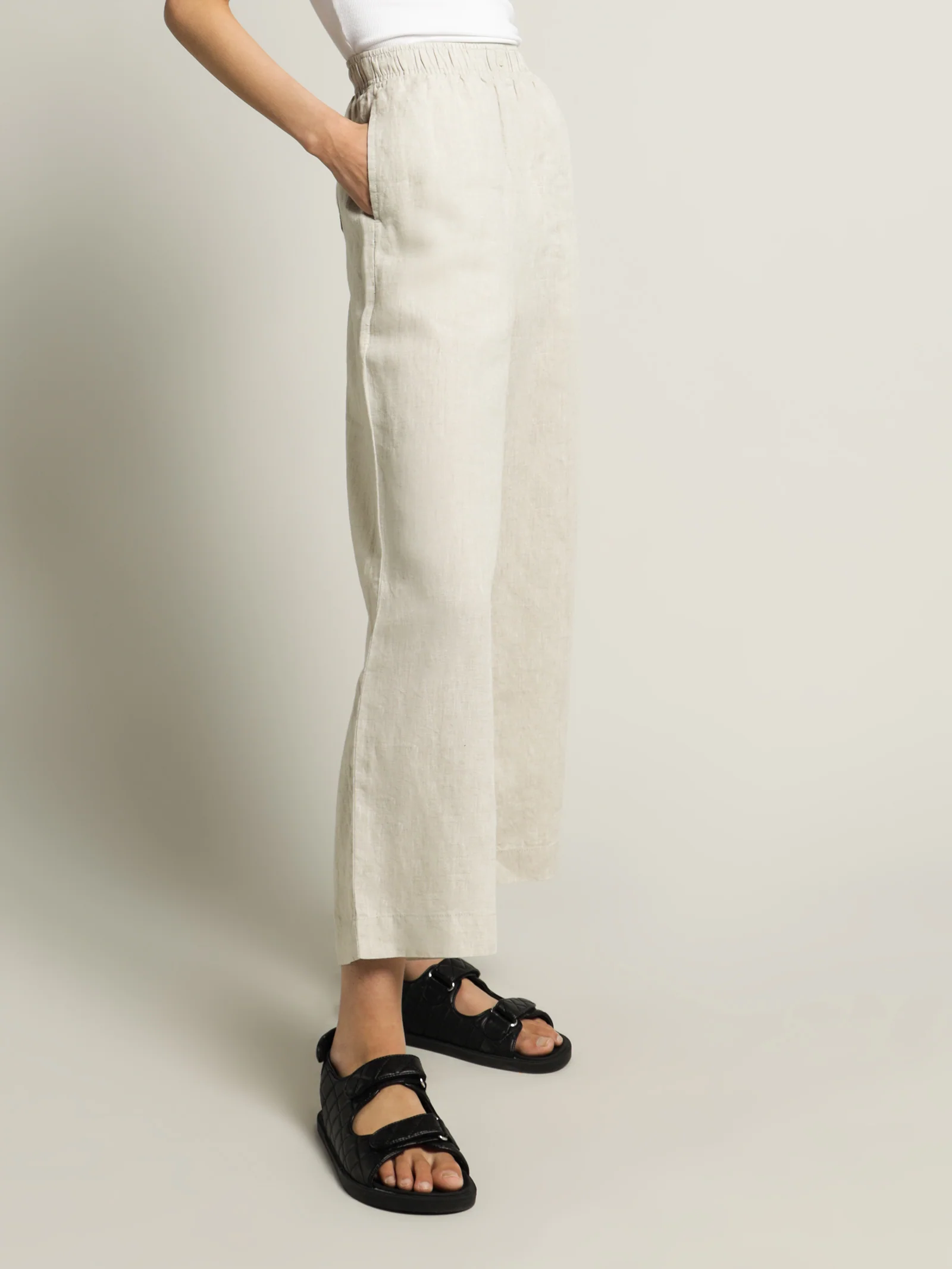 Linen Lounge Crop Pants Natural