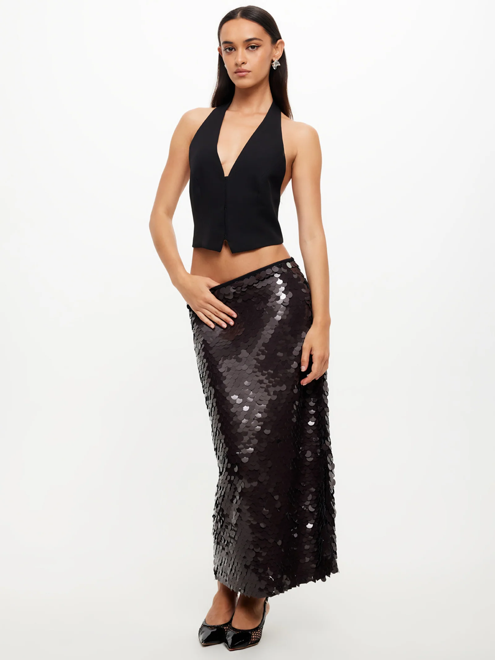 Night Rider Sequin Sequin Midi Skirt