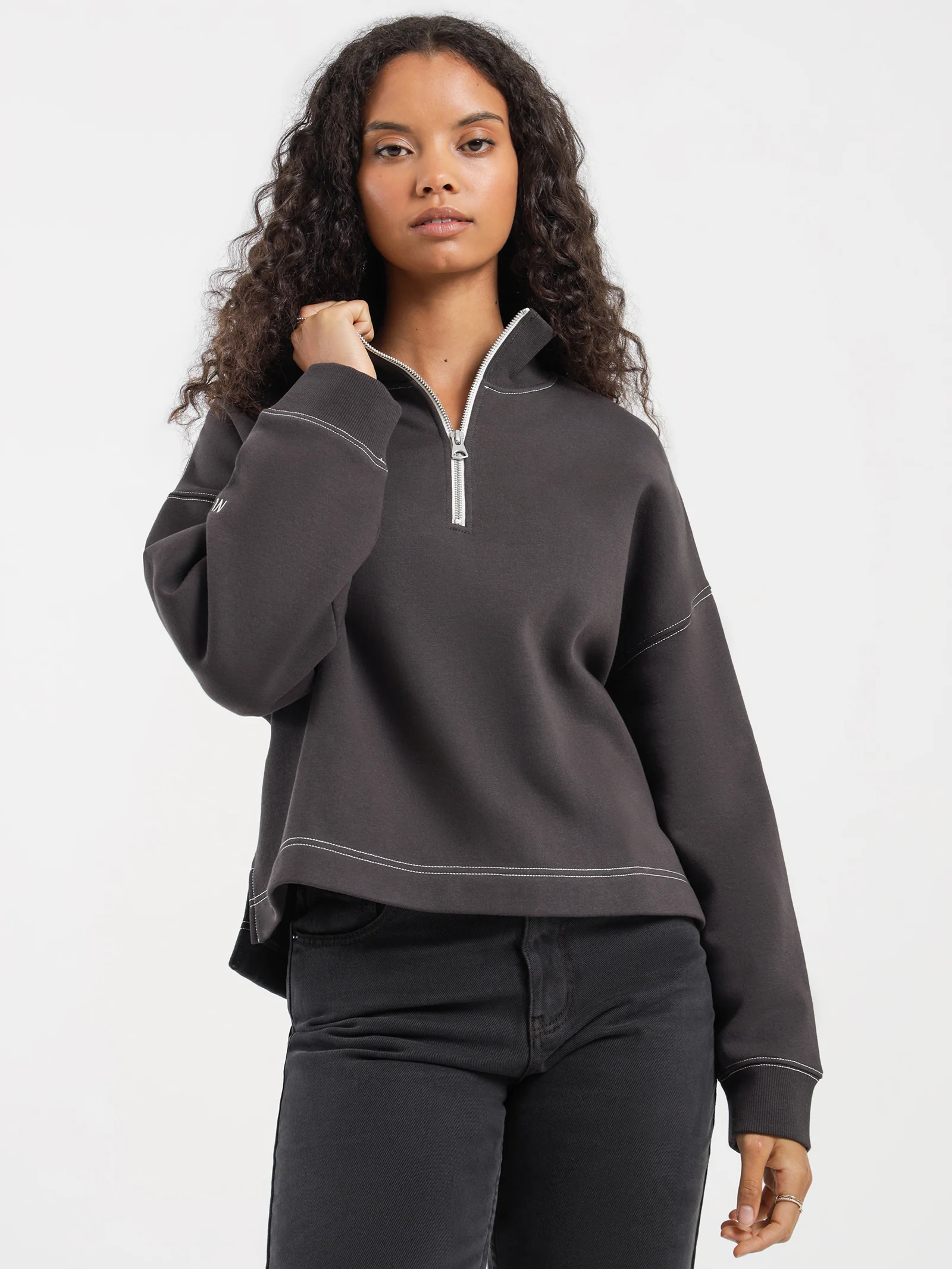 Nude Zip Front Sweat