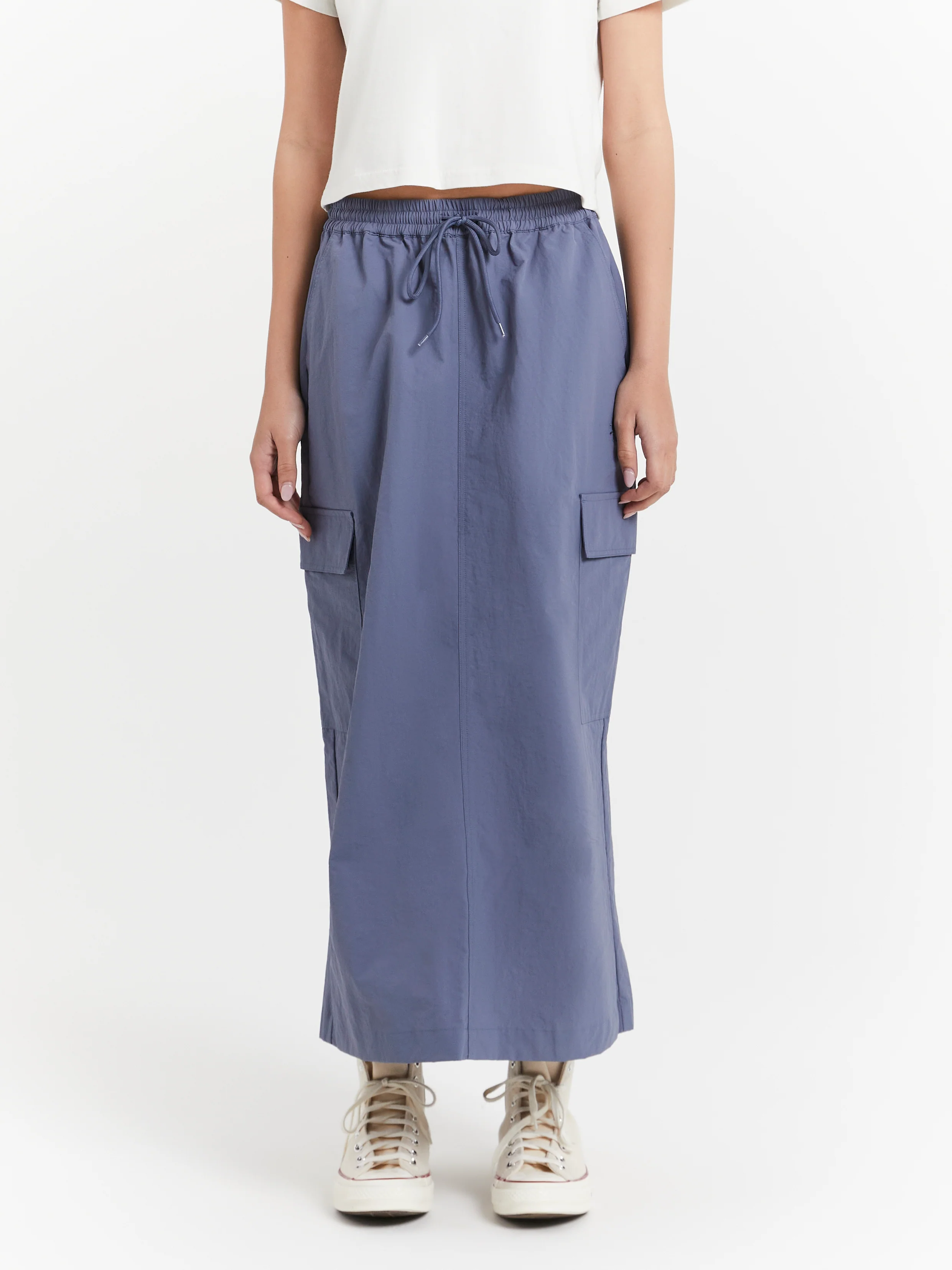 Nylon Cargo Midi Skirt