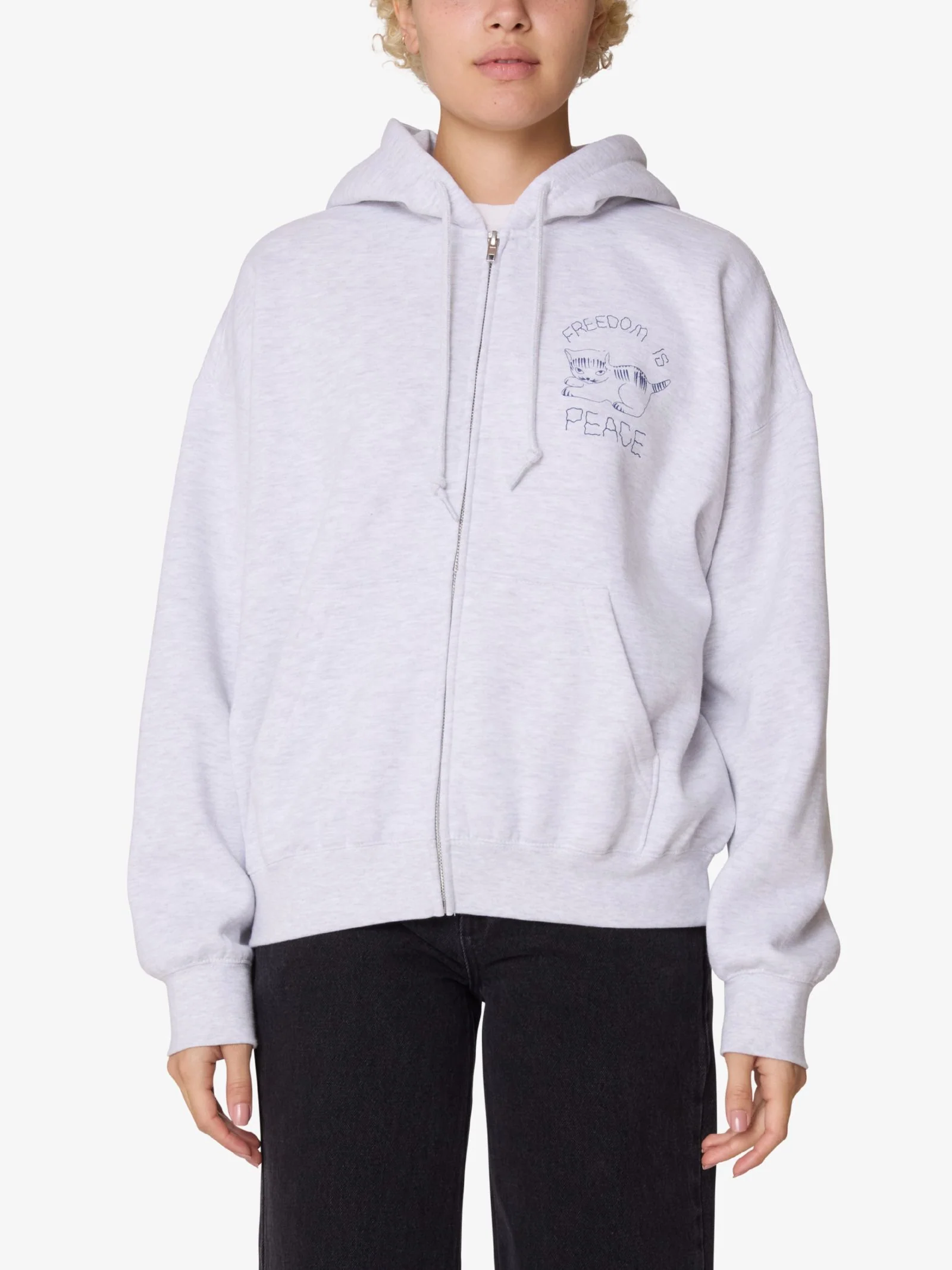 Peace Baggy Relaxed Zip Hood