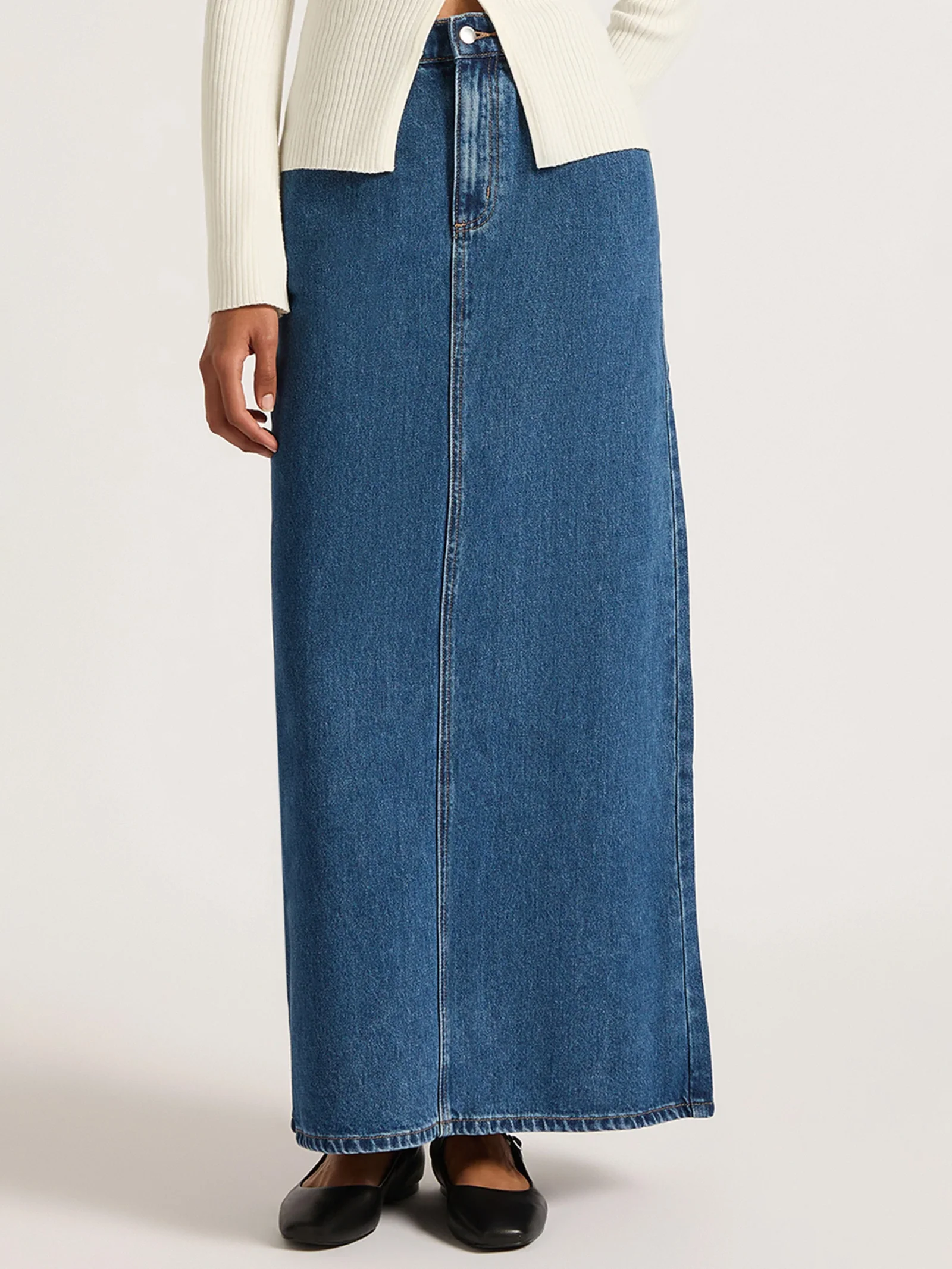 Organic Denim Maxi Skirt