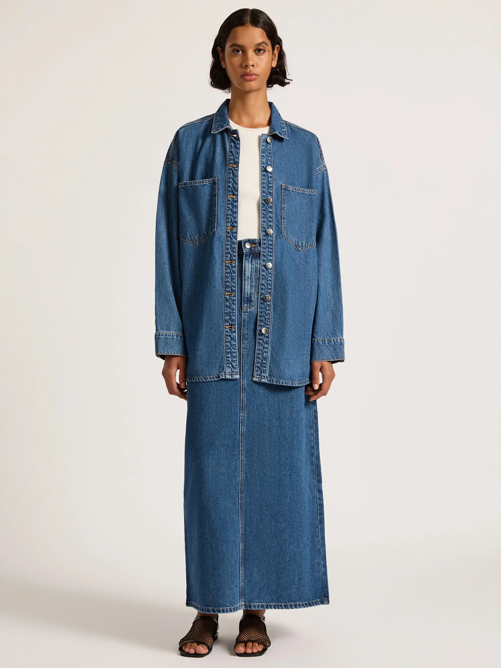 Organic Denim Maxi Skirt - Image 2