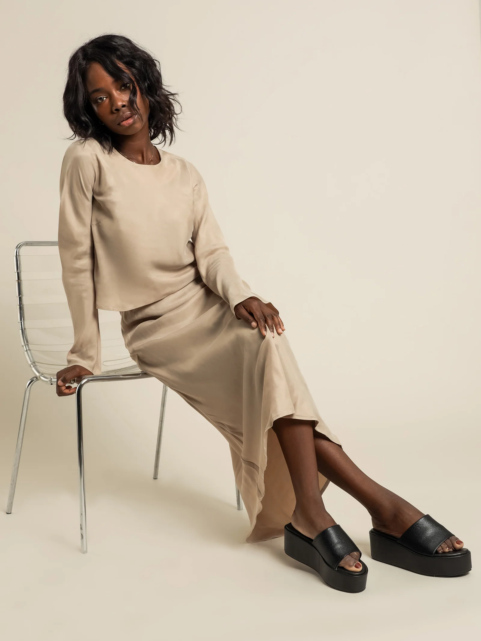 Reece Long Sleeve Cupro Top - Image 4