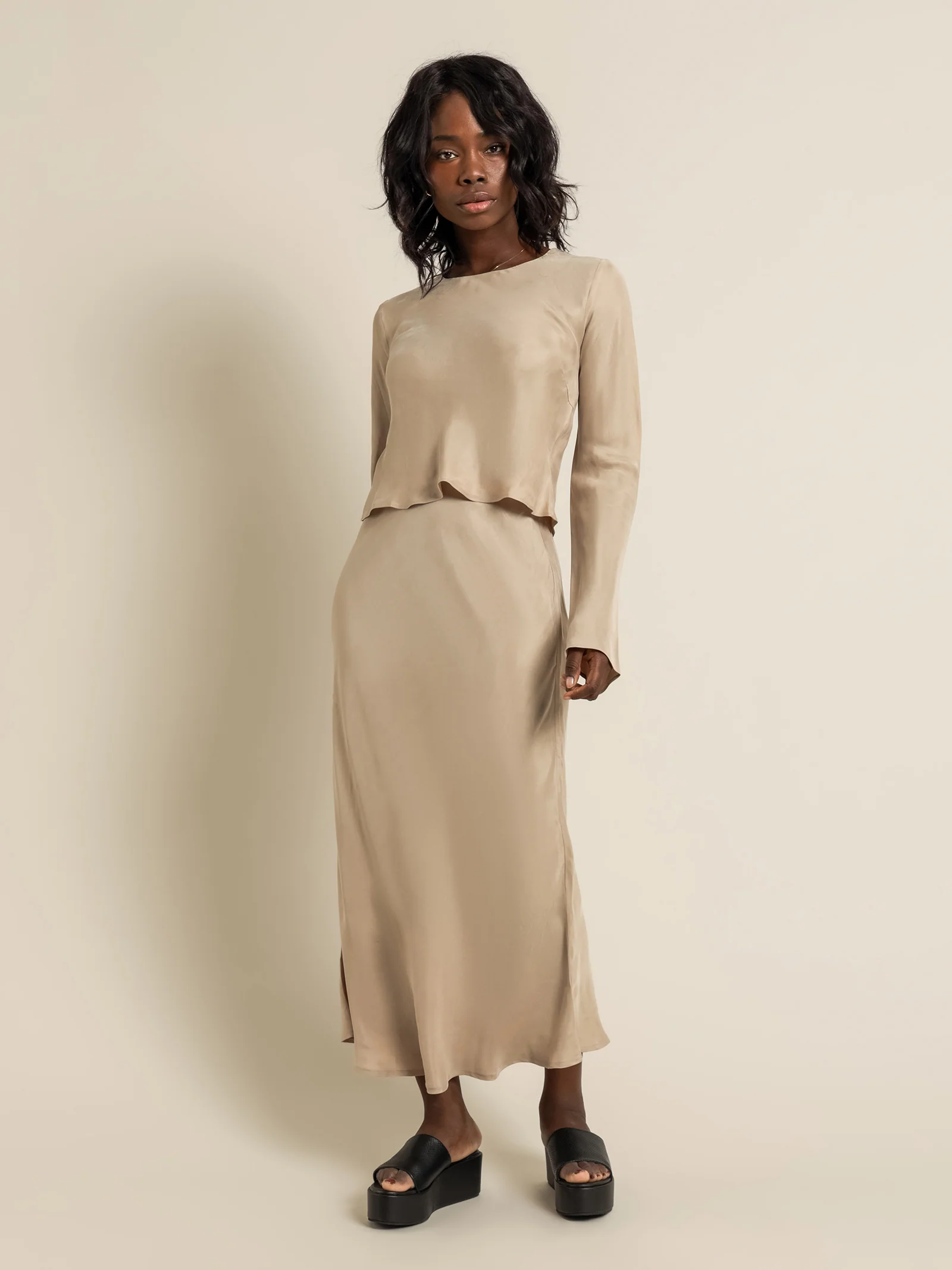 Reece Long Sleeve Cupro Top - Image 5