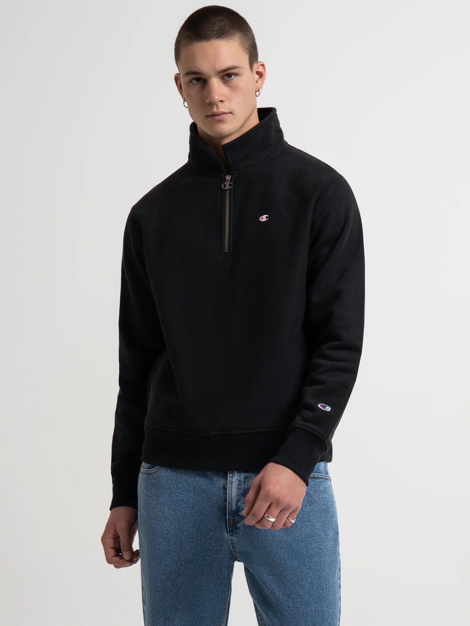 Reverse Weave Level Up Collared Quarter-Zip Crew