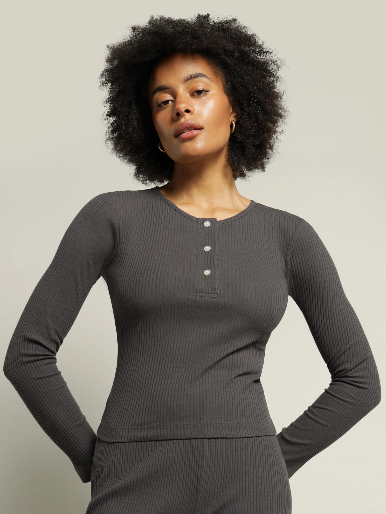 Ribbed Long Sleeve Lounge T-Shirt
