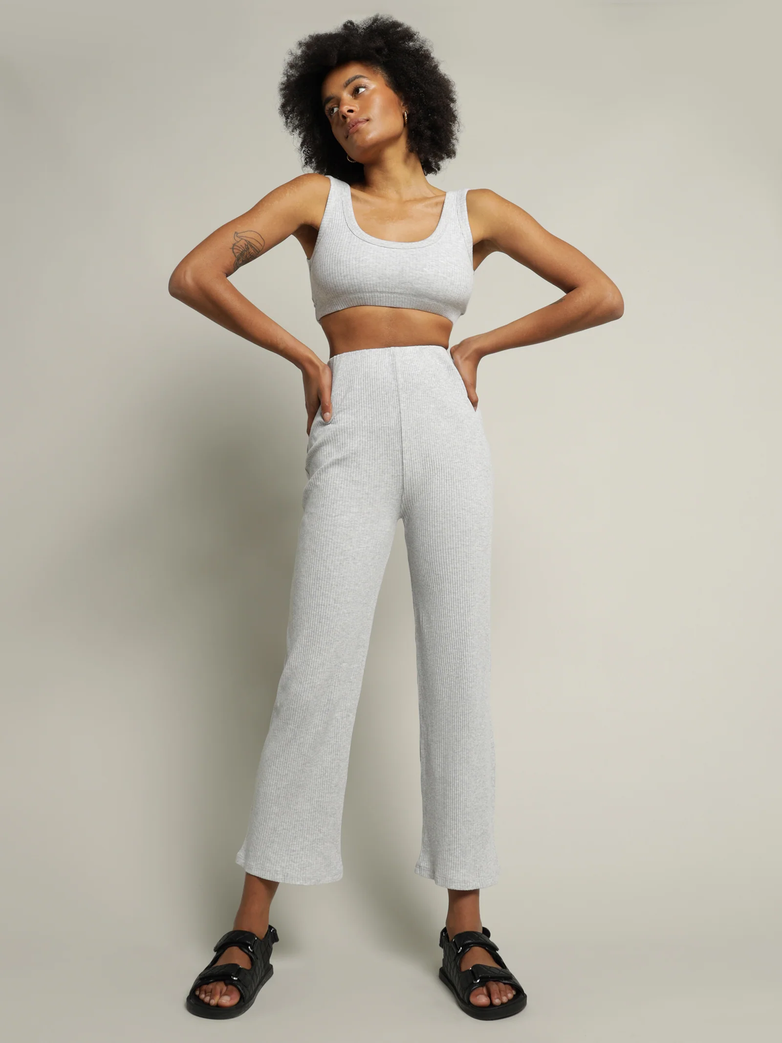 Ribbed Lounge Culotte Pants - Image 2