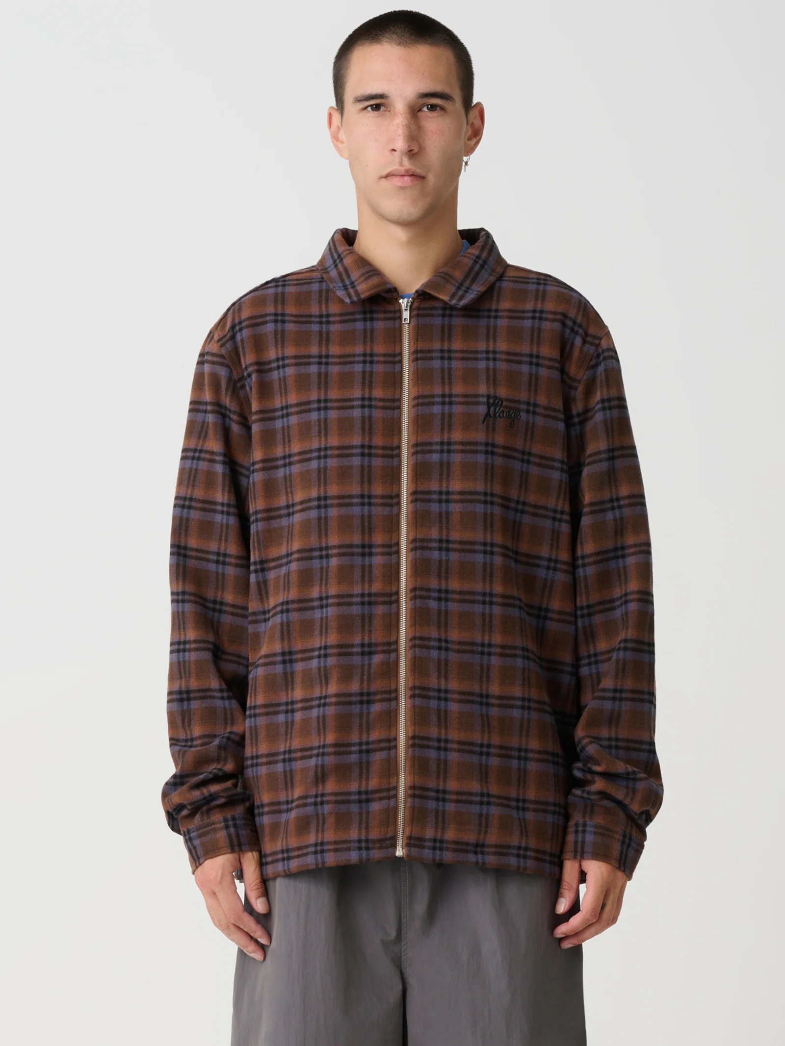 Script Zip Long Sleeve Shirt