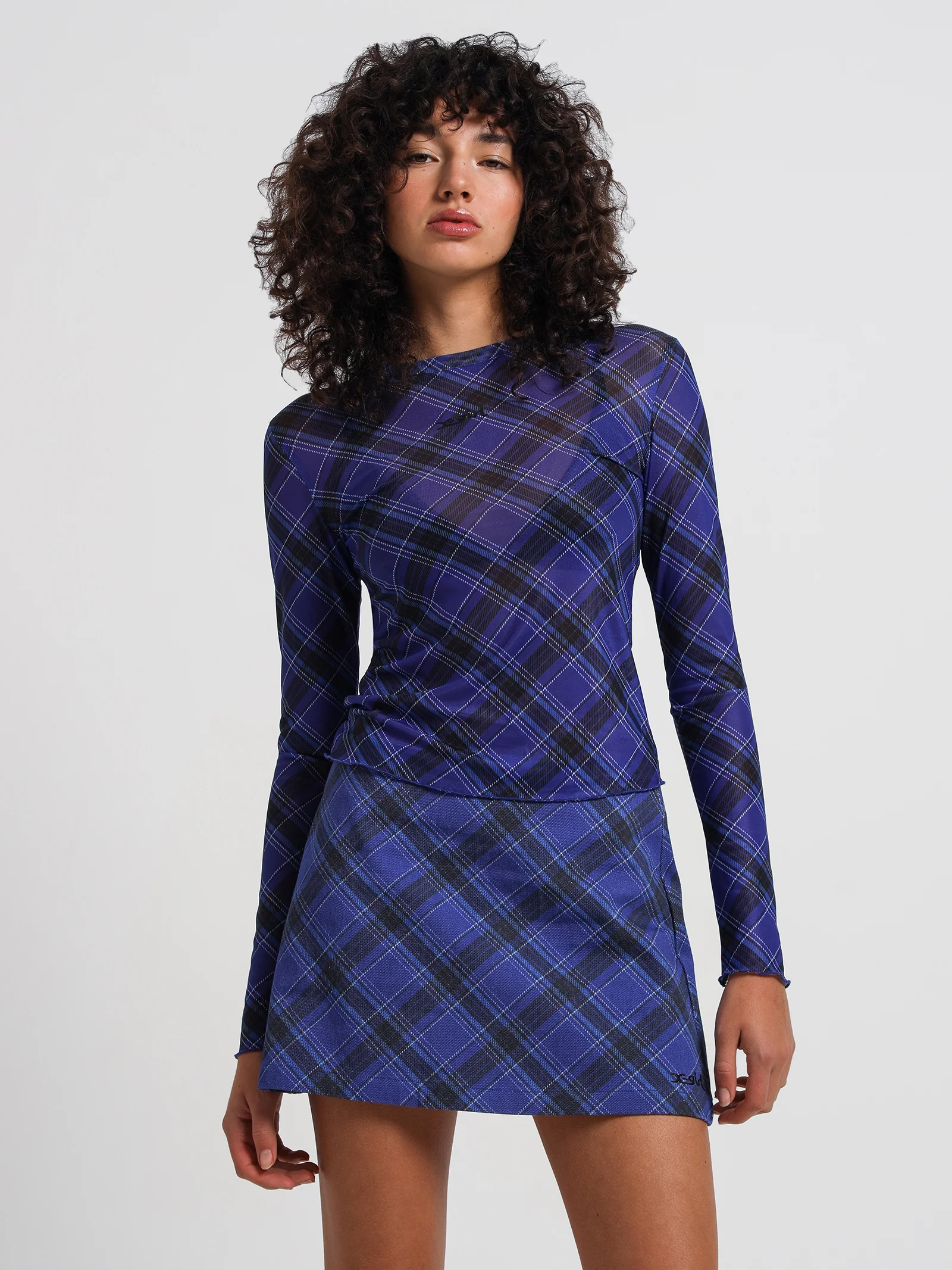 Tartan Plaid Mesh Top