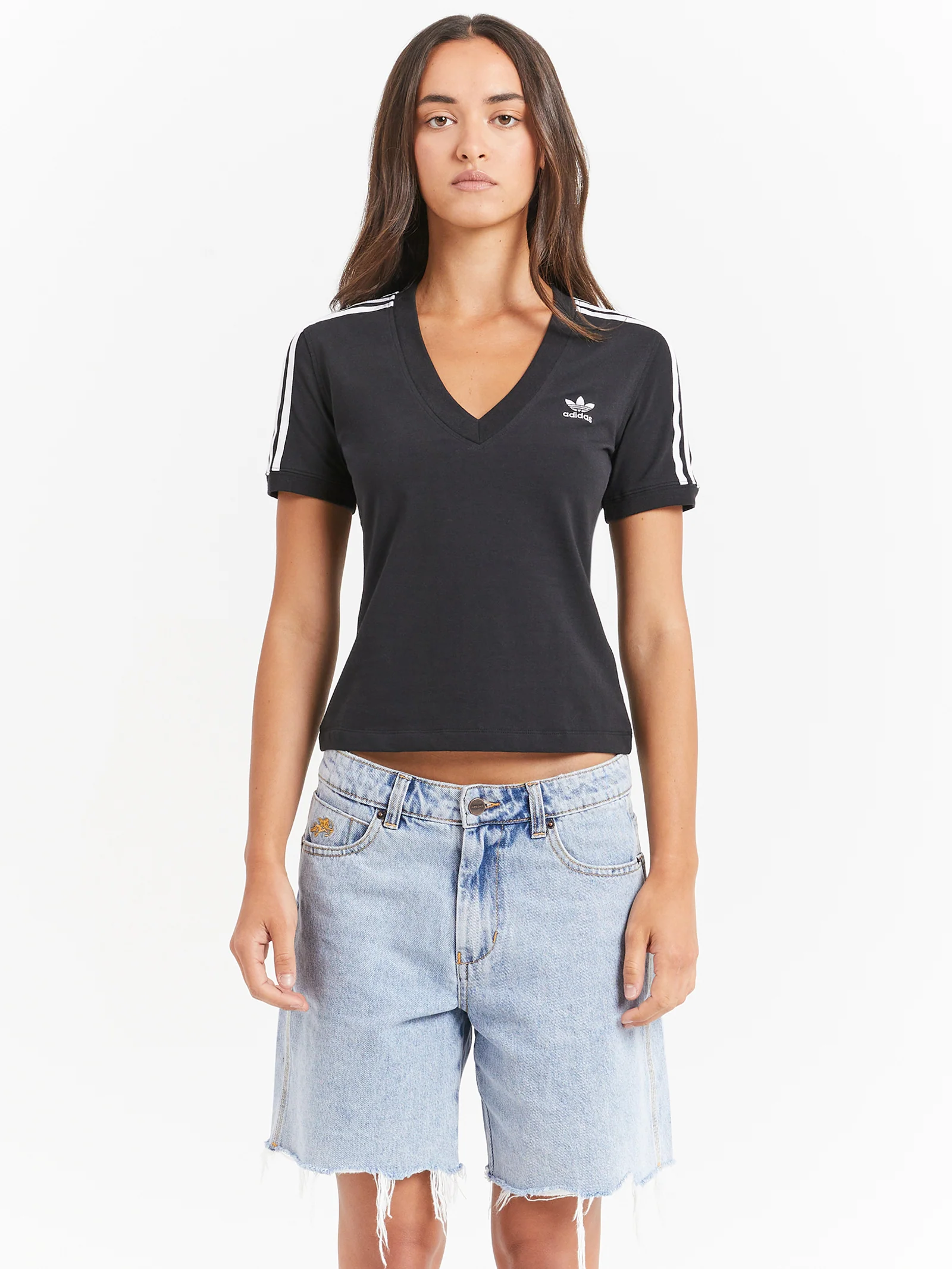 Three Stripe V-Neck T-Shirt