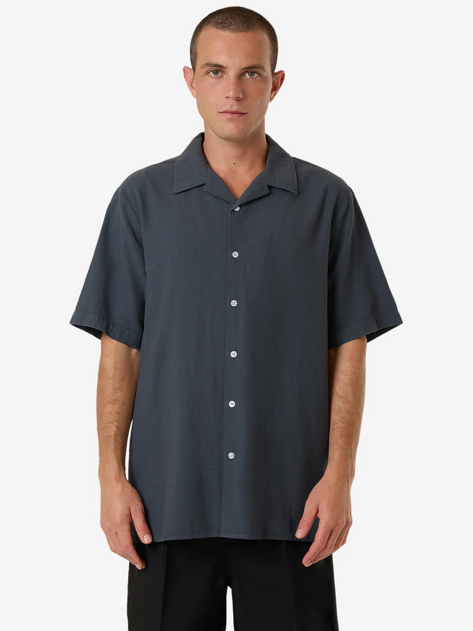 Minimal Stripe Bowling Shirt