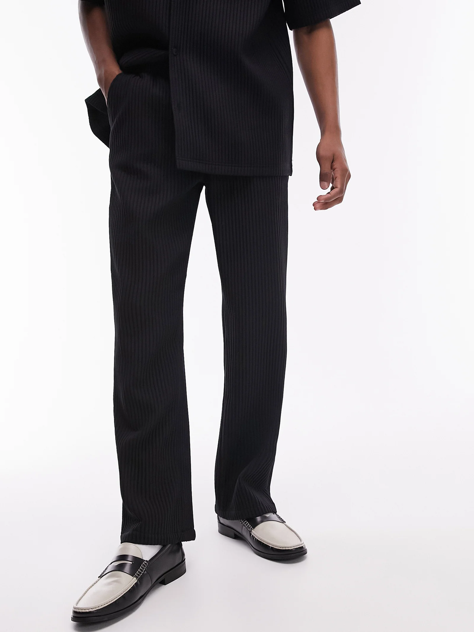 Co-Ord Wide Leg Plissé Trousers