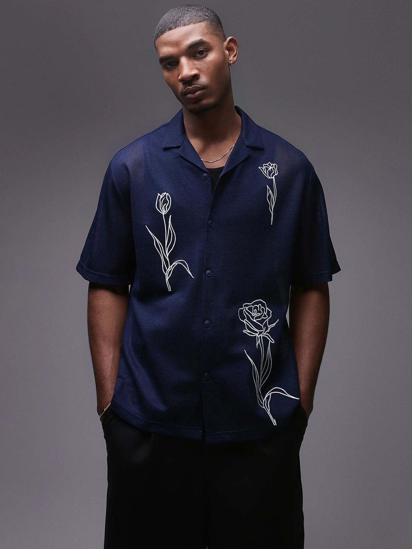 Embroidered Floral Shirt