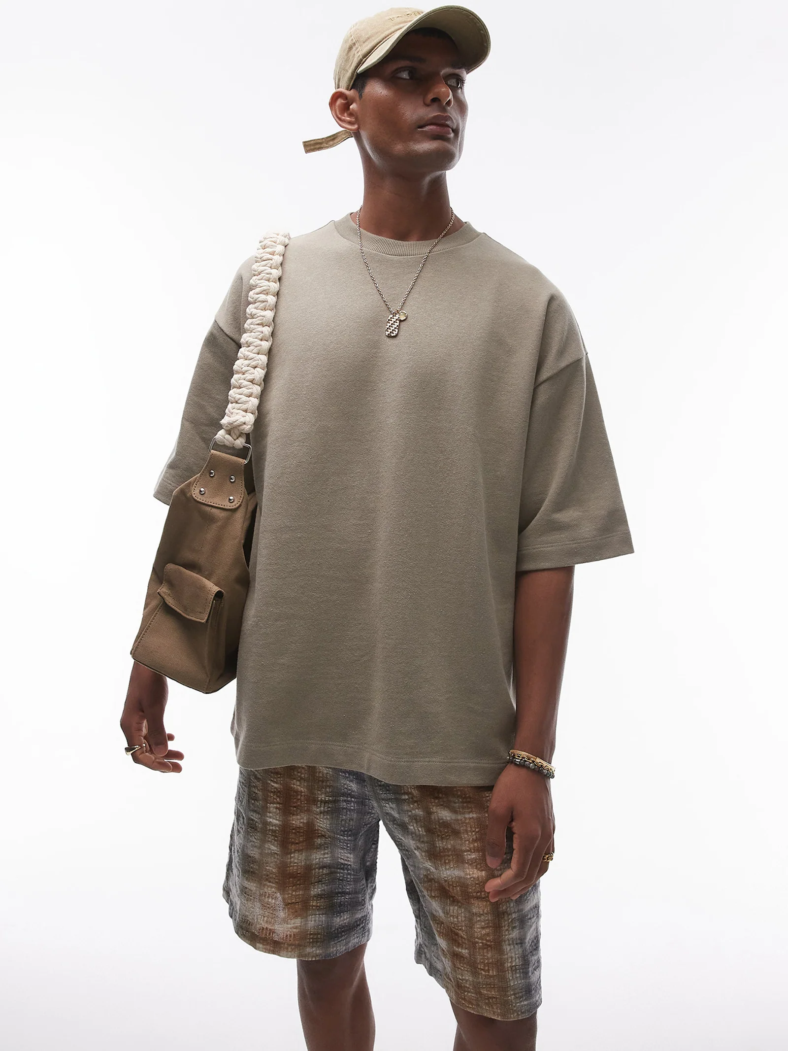 Oversized Linen Blend Short Sleeve Sweatshirt