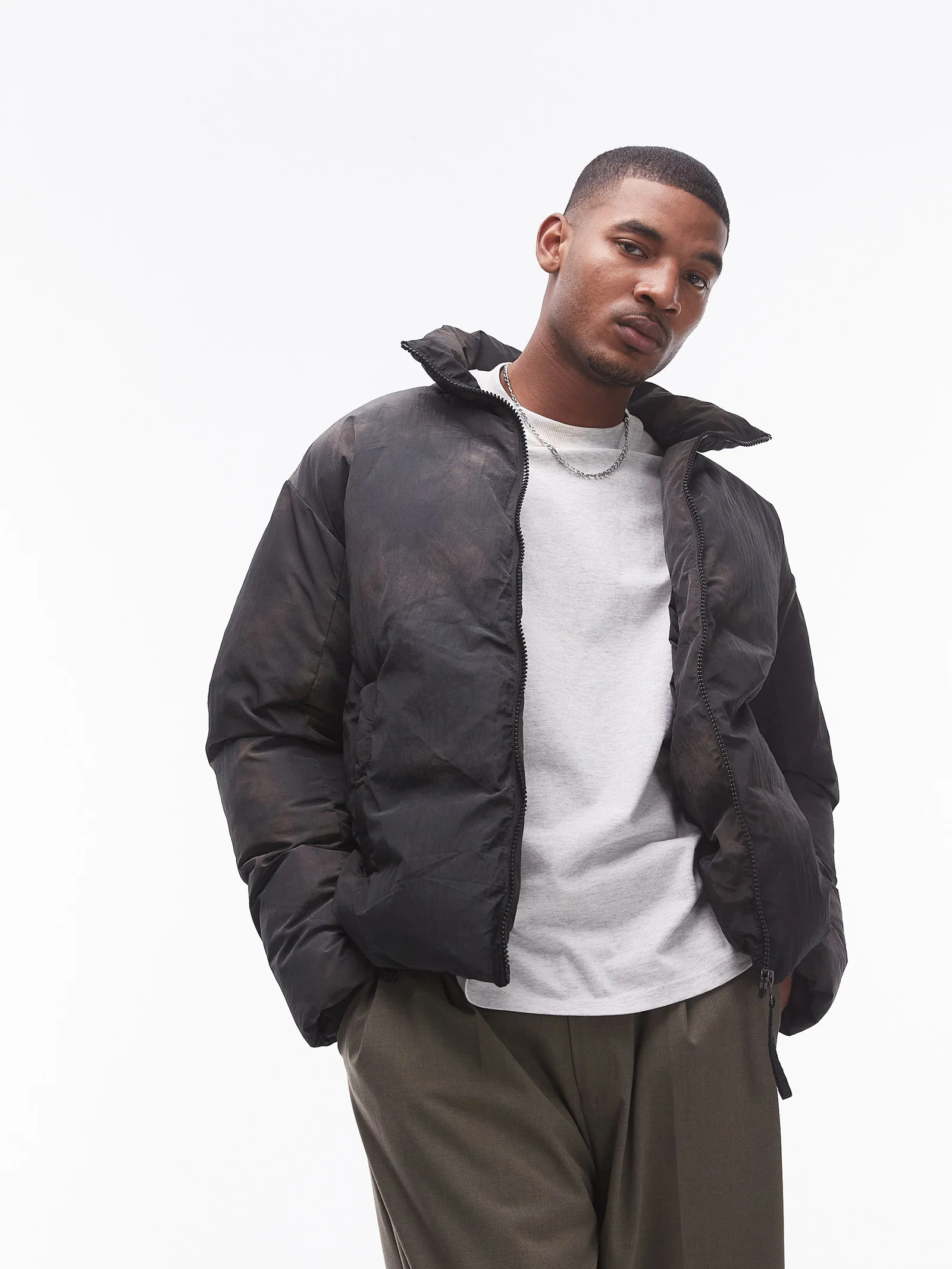 Topman Sprayed Puffer Jacket