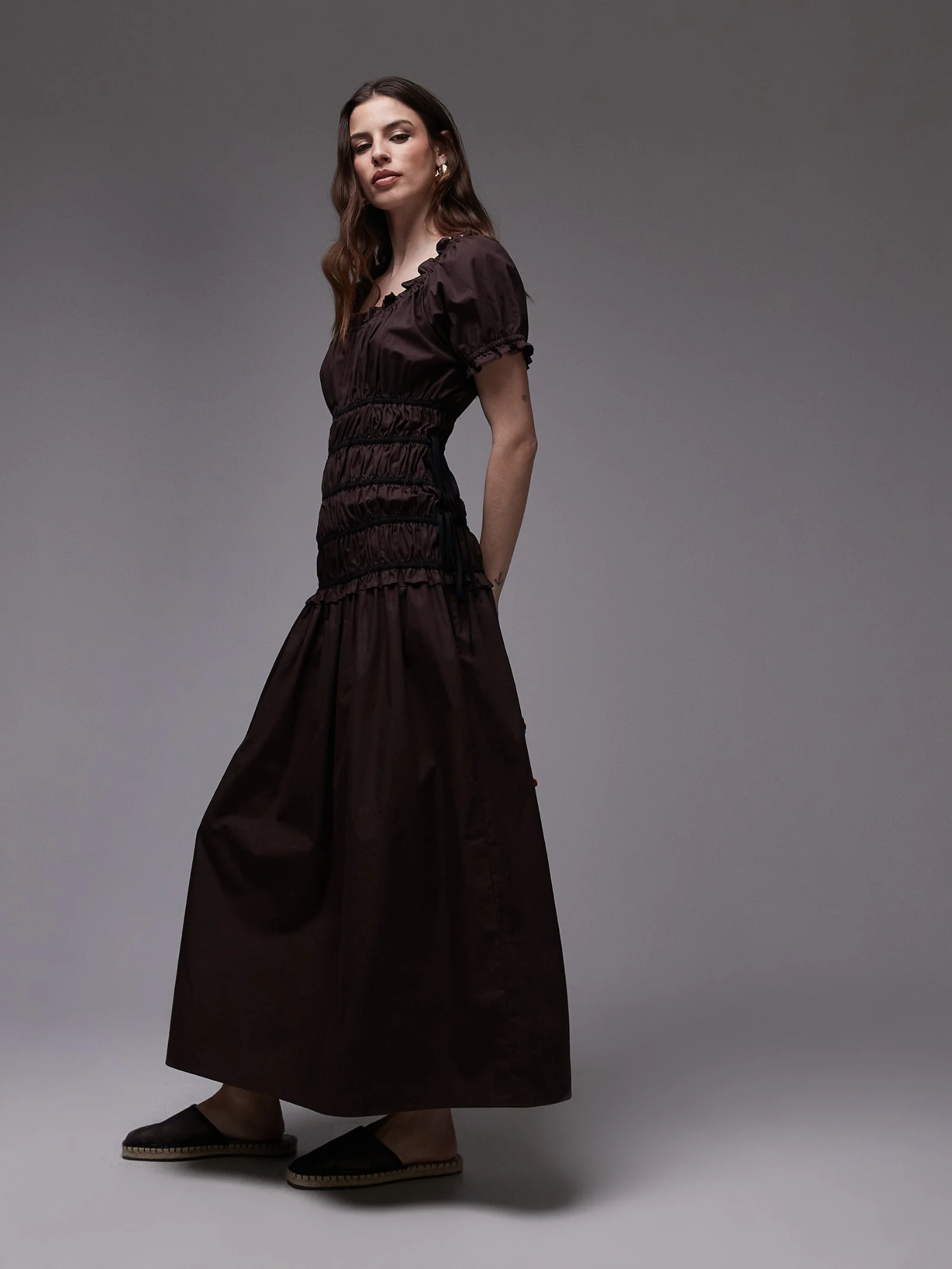 Cap Sleeve Ruched Dress
