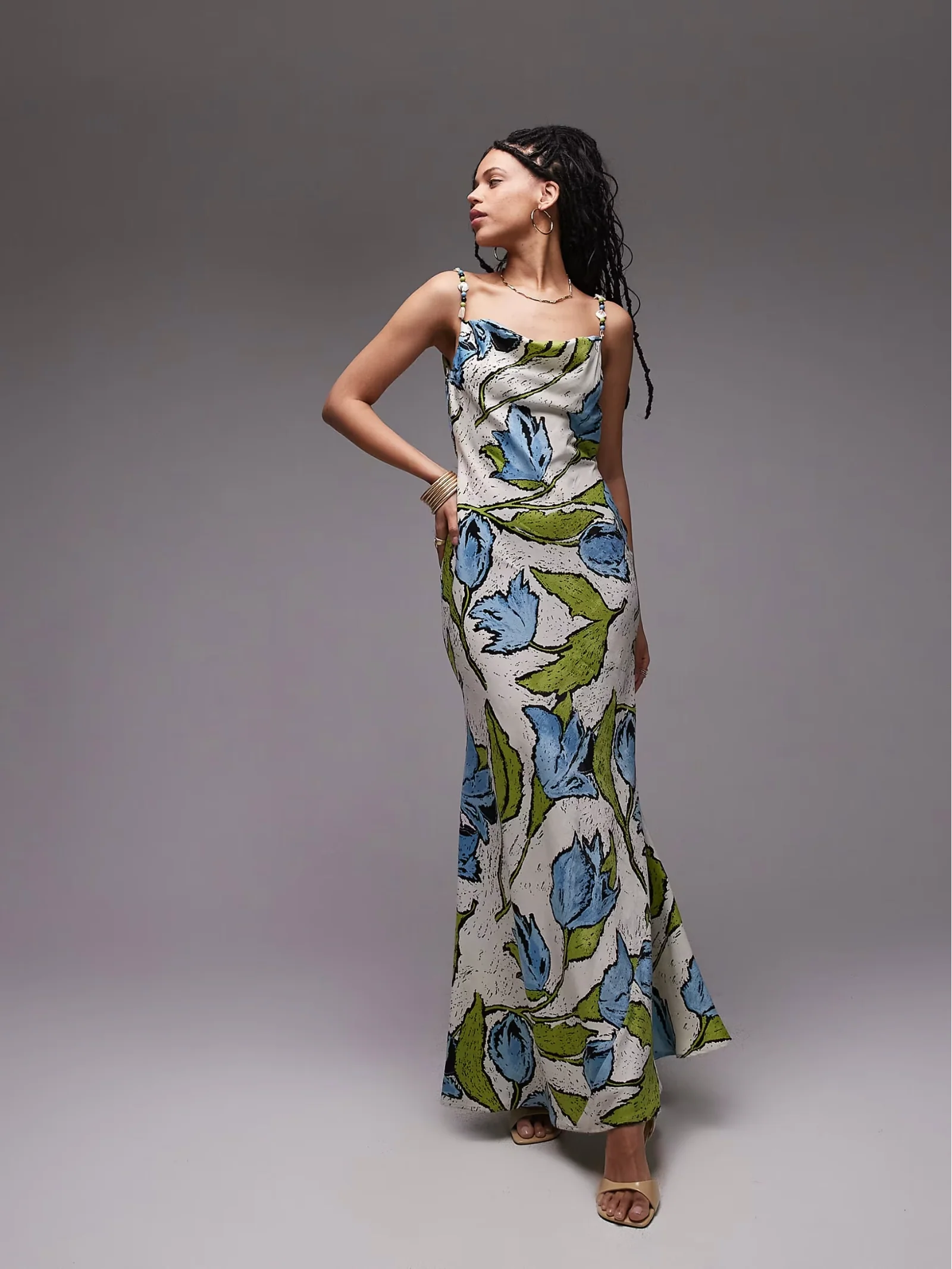 Cowl Neck Midi Slip Dress