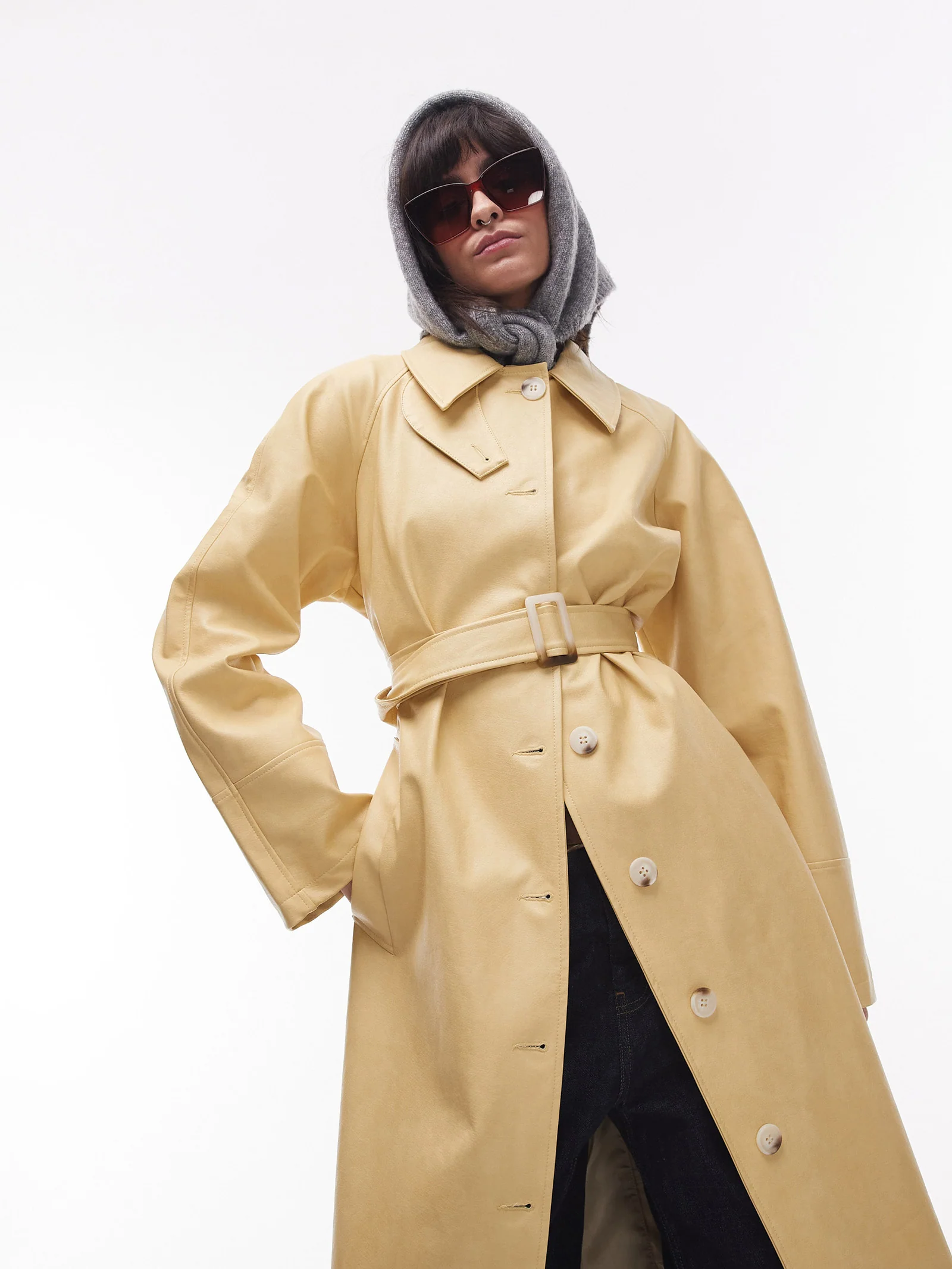 Long Oversized Leather Trench