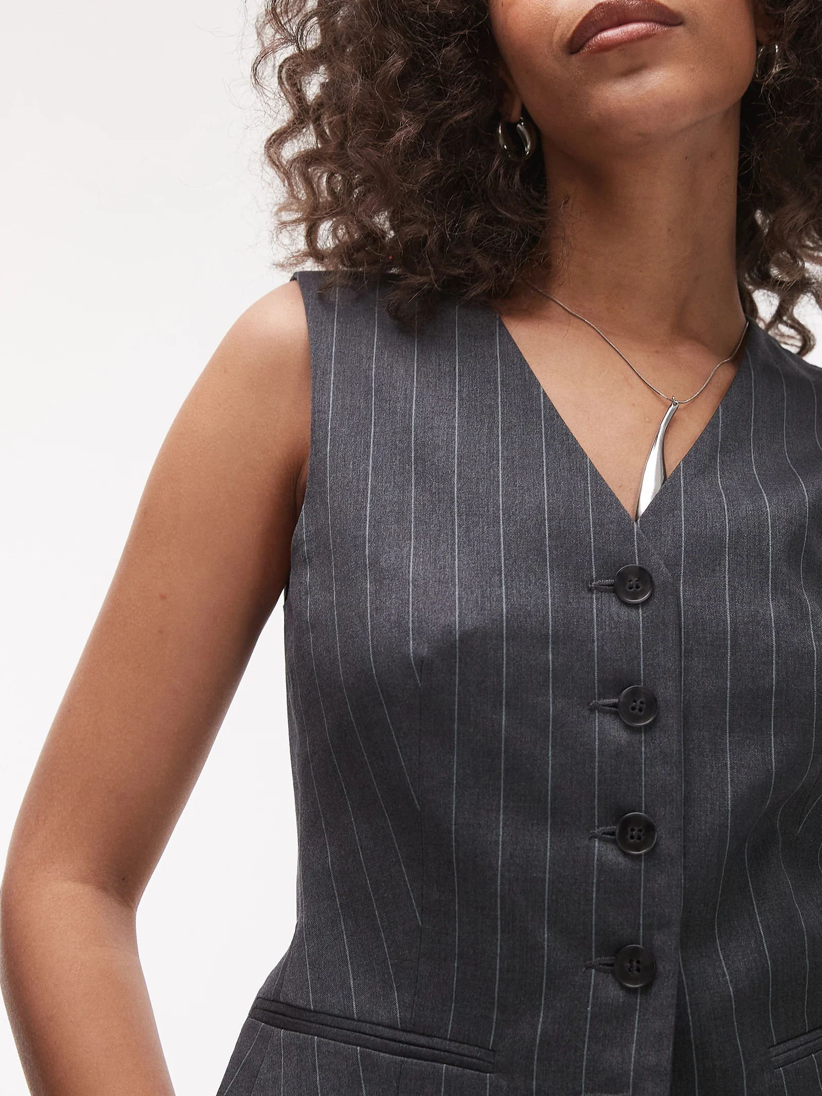 V Neck Stripe Waistcoat