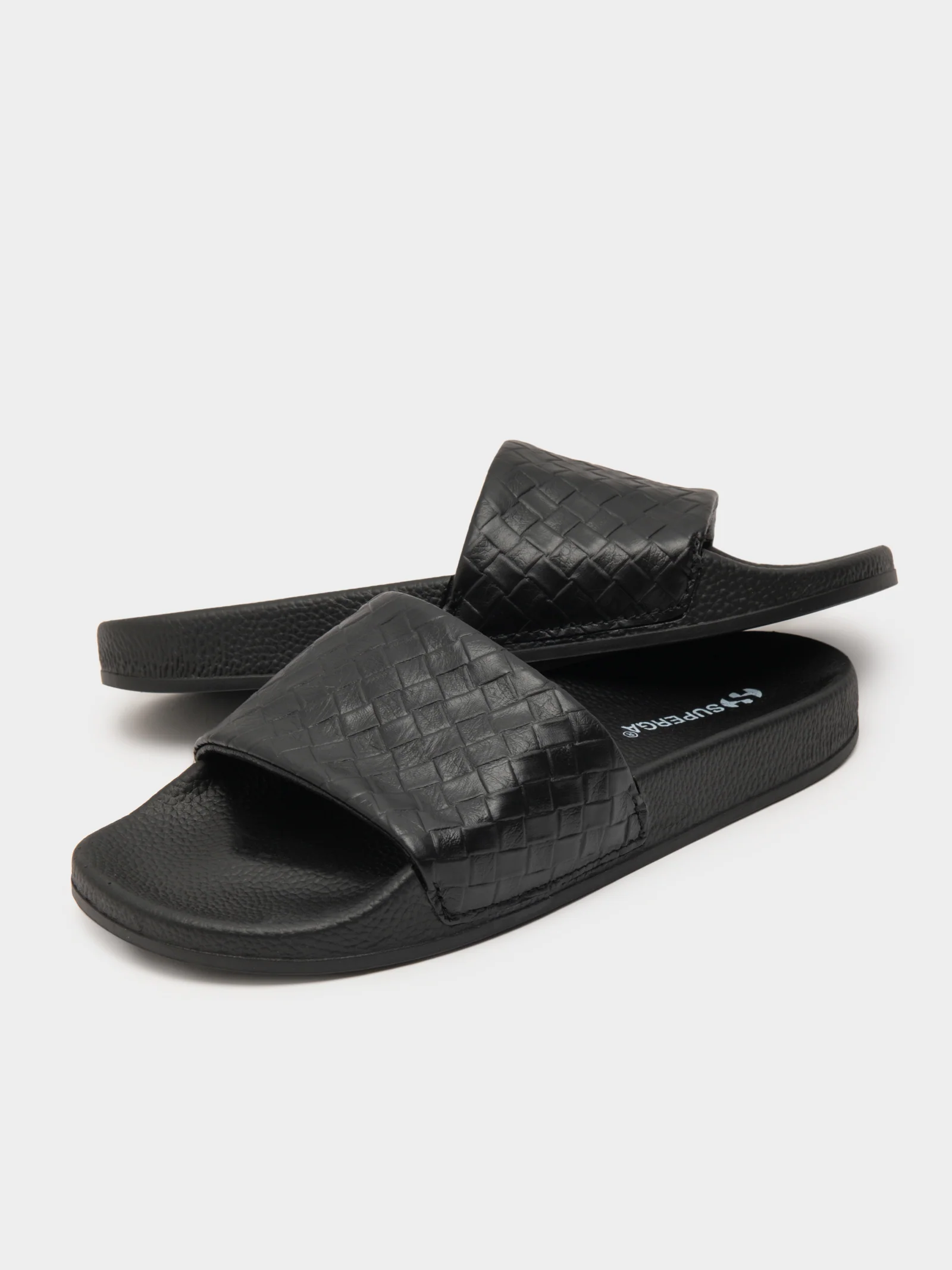 Womens 1908 Woven Leather Slides