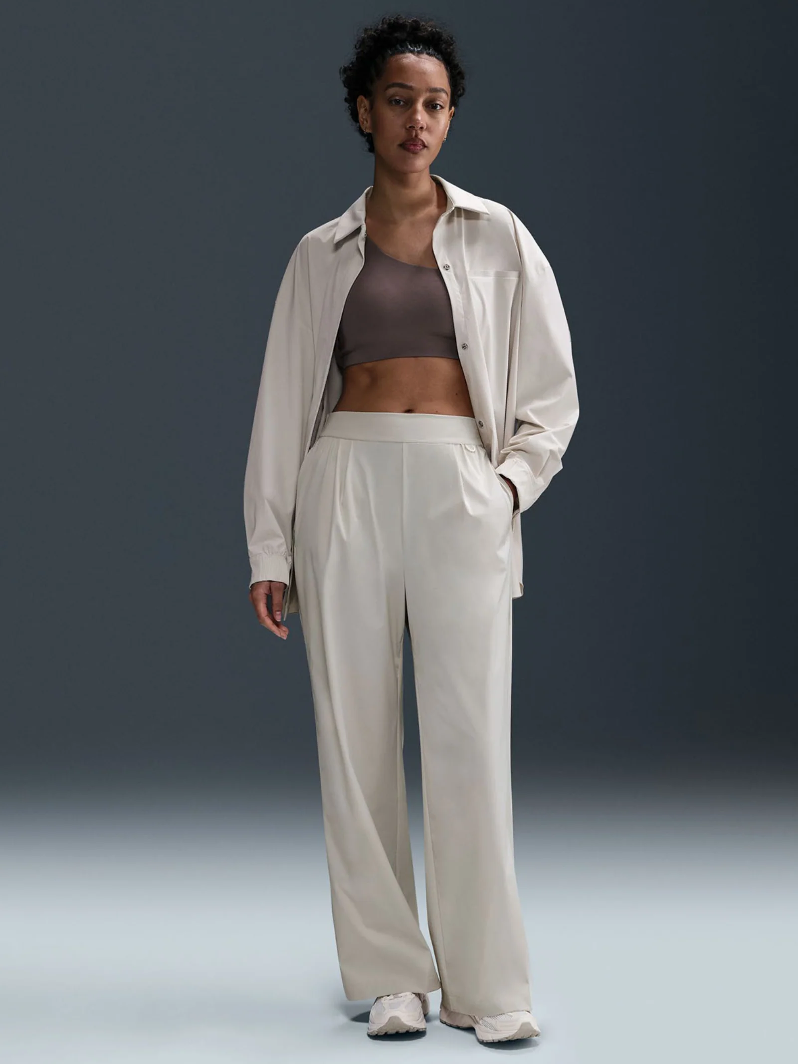 Women's Dri-Fit High-Waisted Loose Wide-Leg Pants