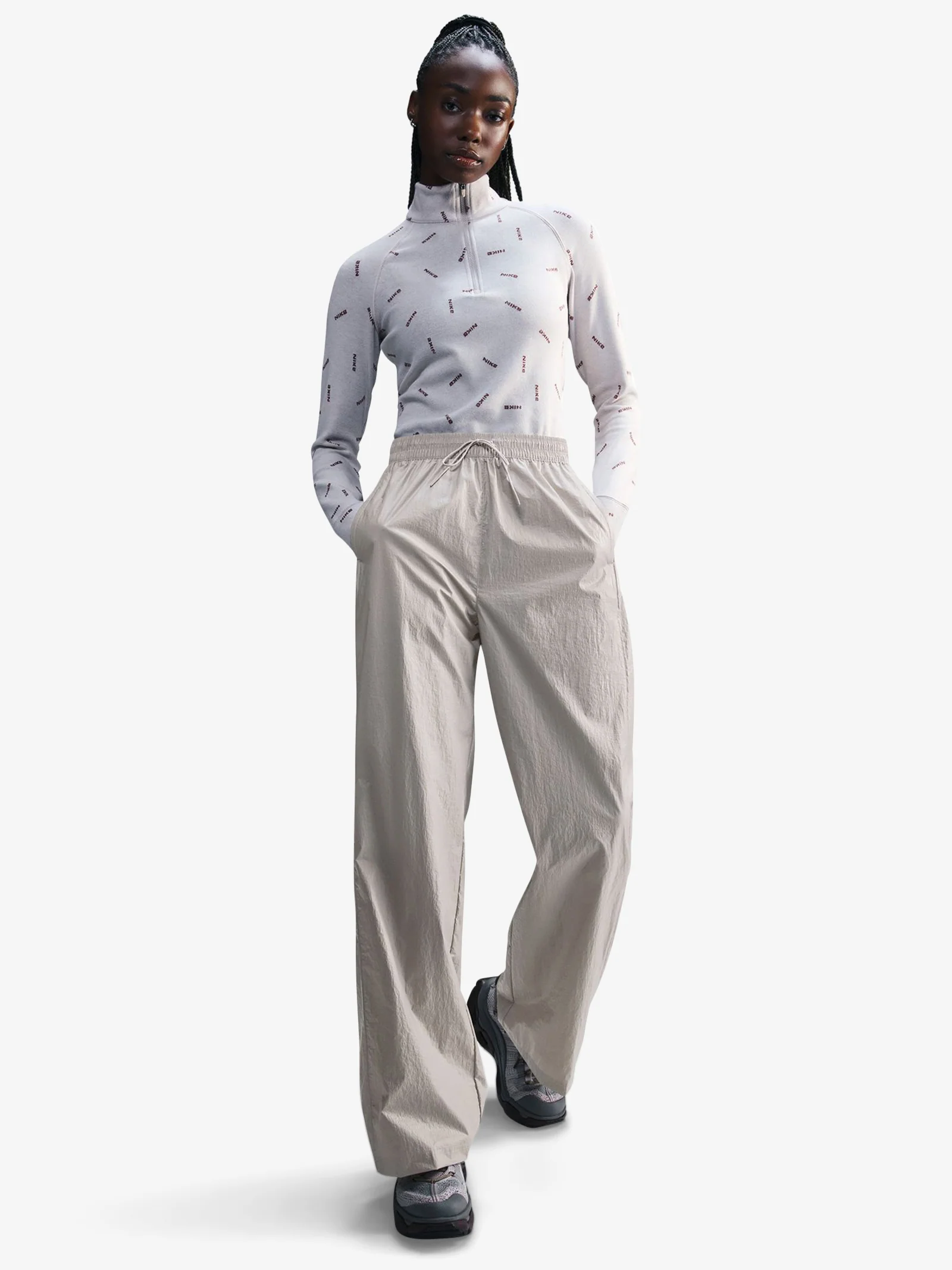 Women's Woven High-Waisted Open-Hem Pants