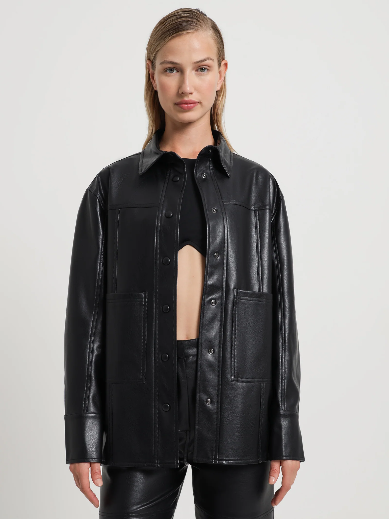 Zima Faux Leather Shacket