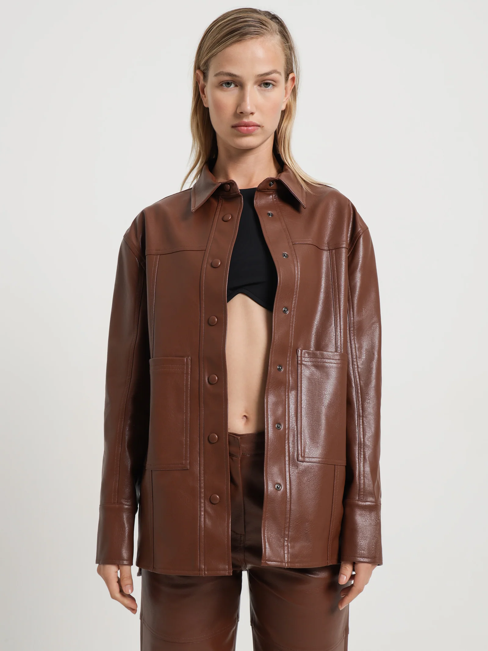 Zima Faux Leather Shacket